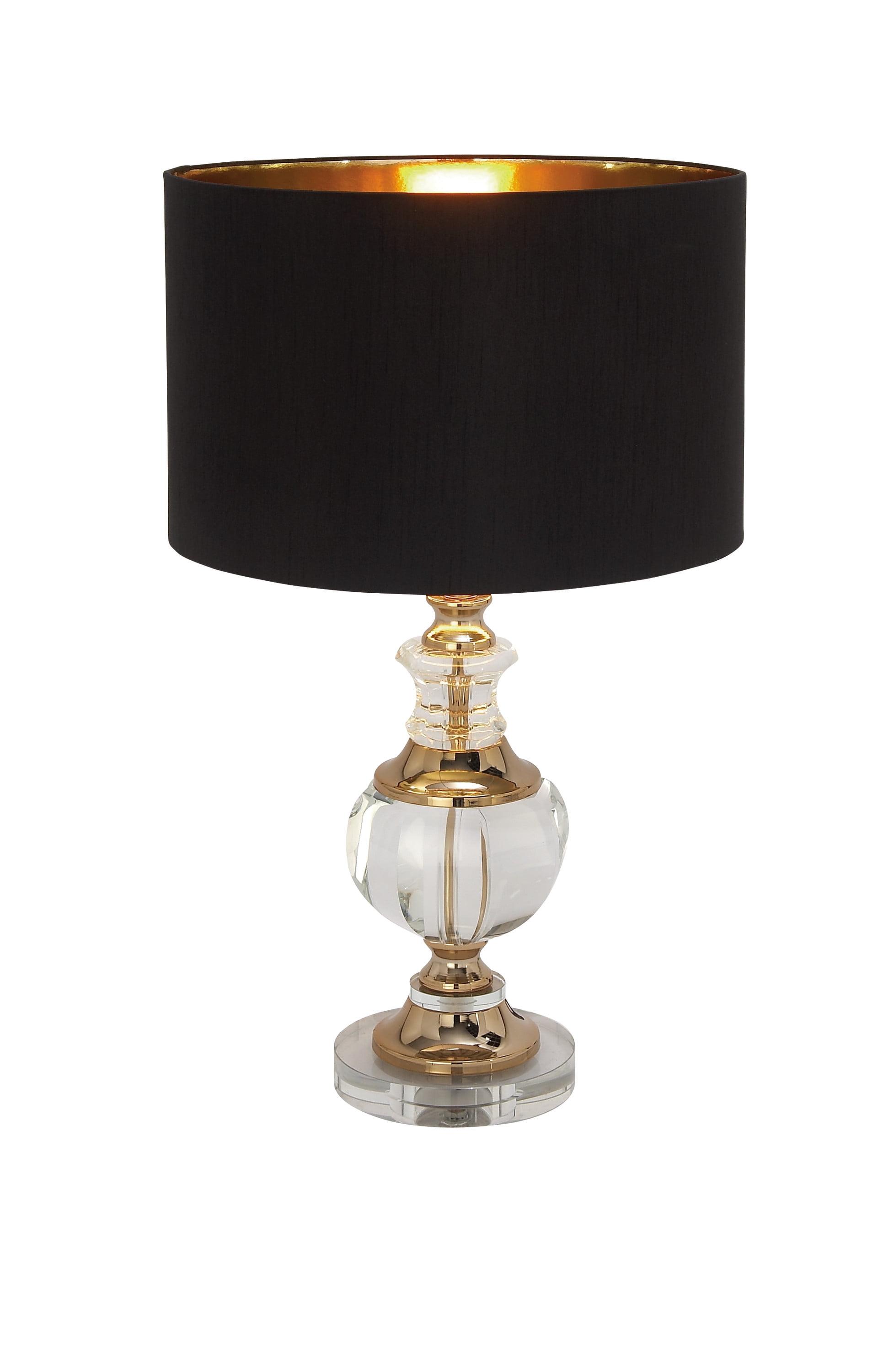 Glass Table Lamp with Drum Shade Black - Olivia & May: Gold Accents, No Assembly Required, 24" Height