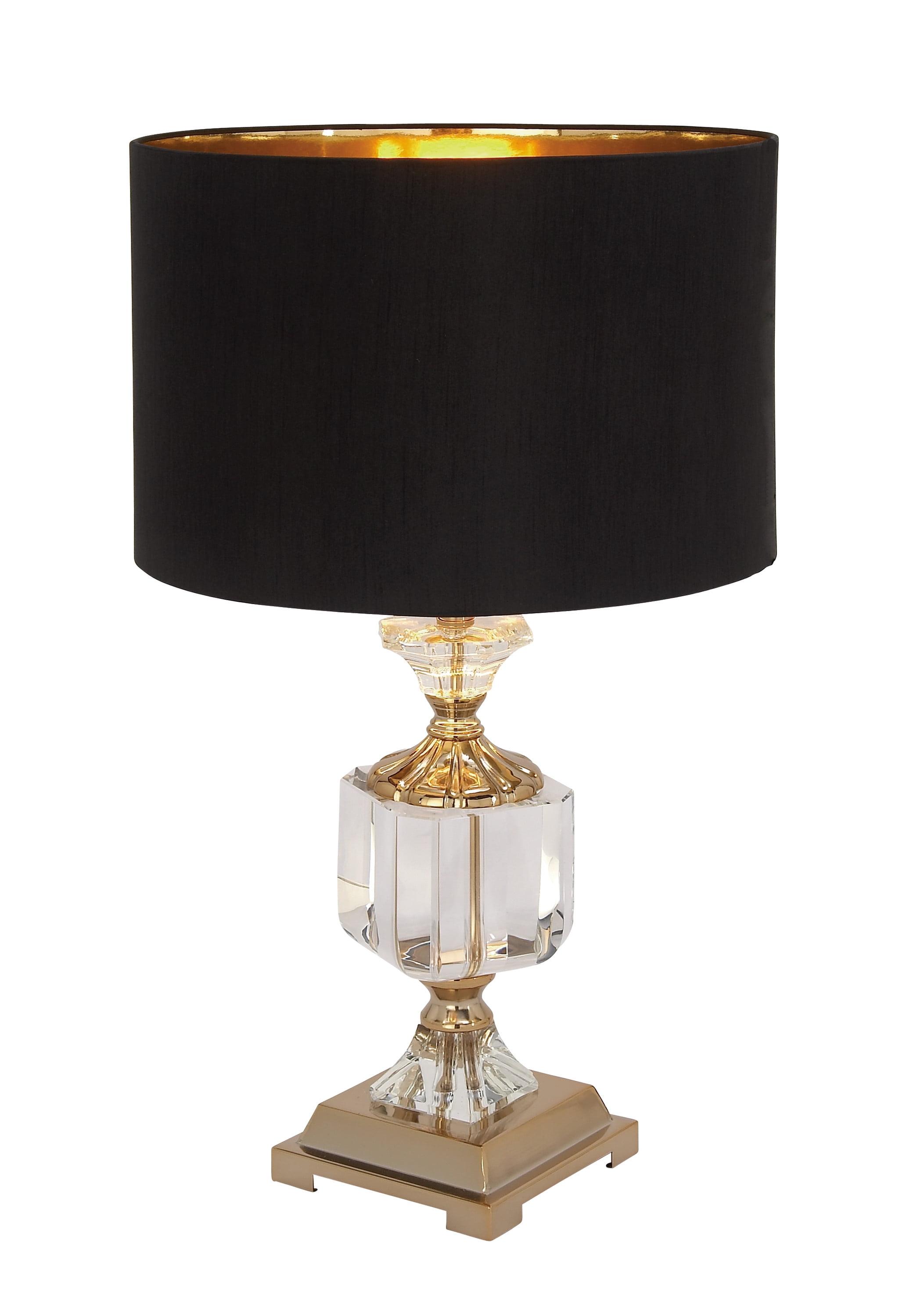 Crystal Table Lamp with Drum Shade Gold - Olivia & May: Faux Silk Shade, No Assembly, Modern Decor