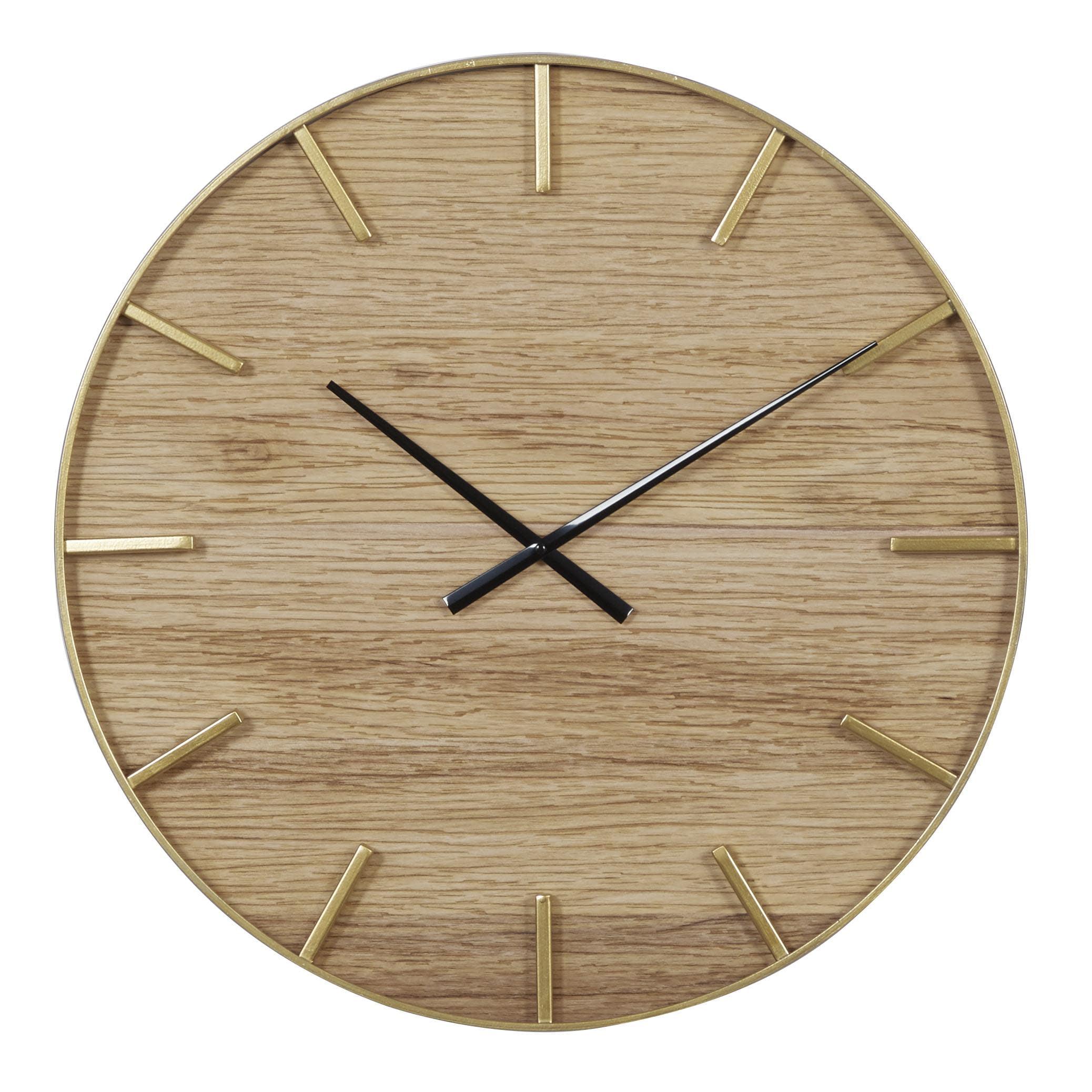 Clintwood Brown Wood Wall Clock with Gold accents 24" x 2" x 24"