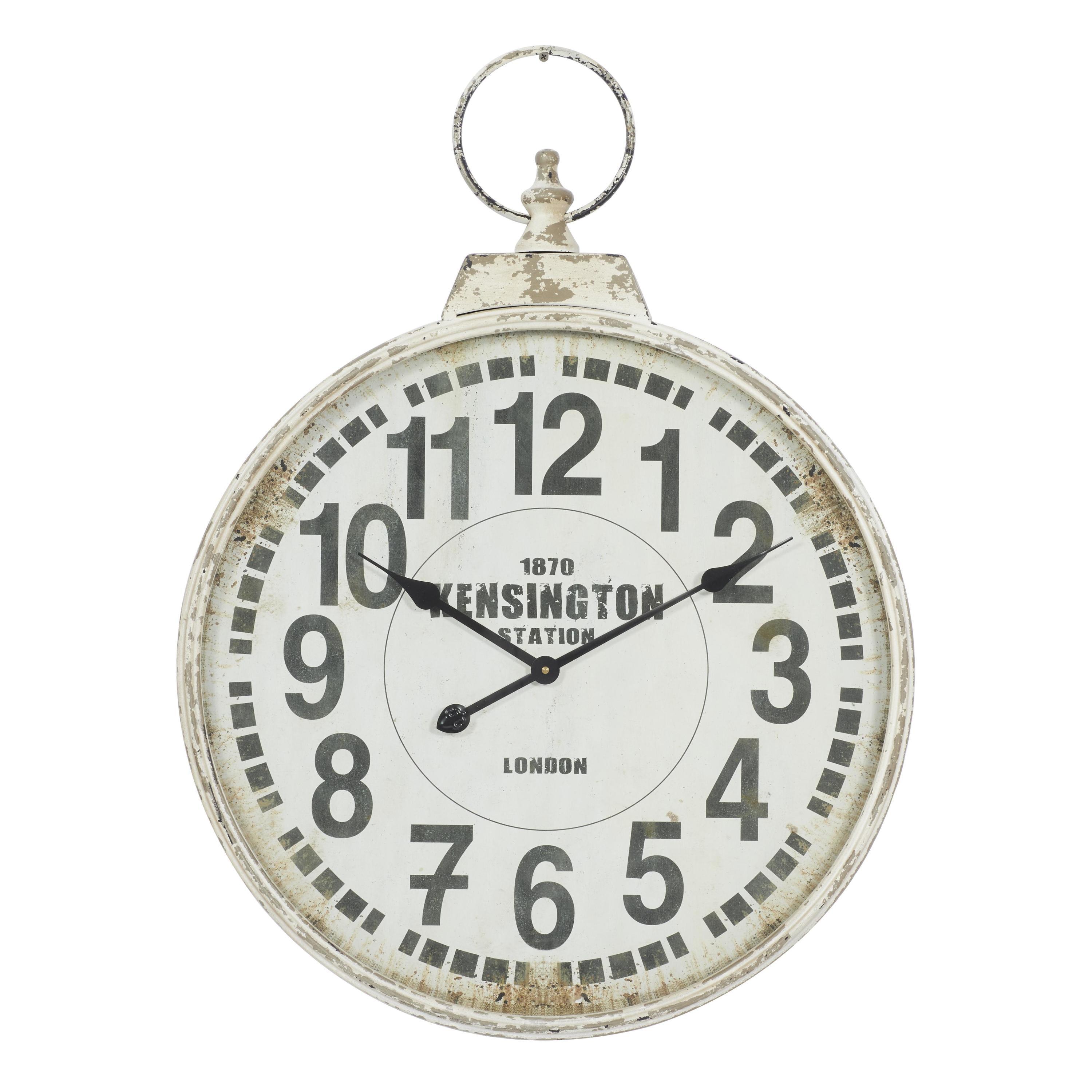 24" White Metal Distressed Nautical Wall Clock