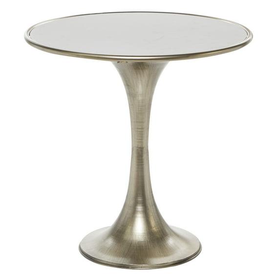 Industrial Marble Accent Table Silver - Olivia & May: Pedestal, No Assembly Required