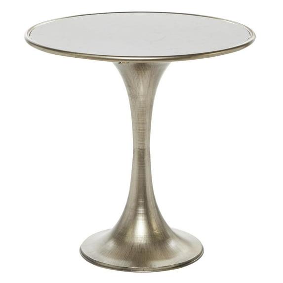 Industrial Marble Accent Table Silver - Olivia & May: Pedestal, No Assembly Required