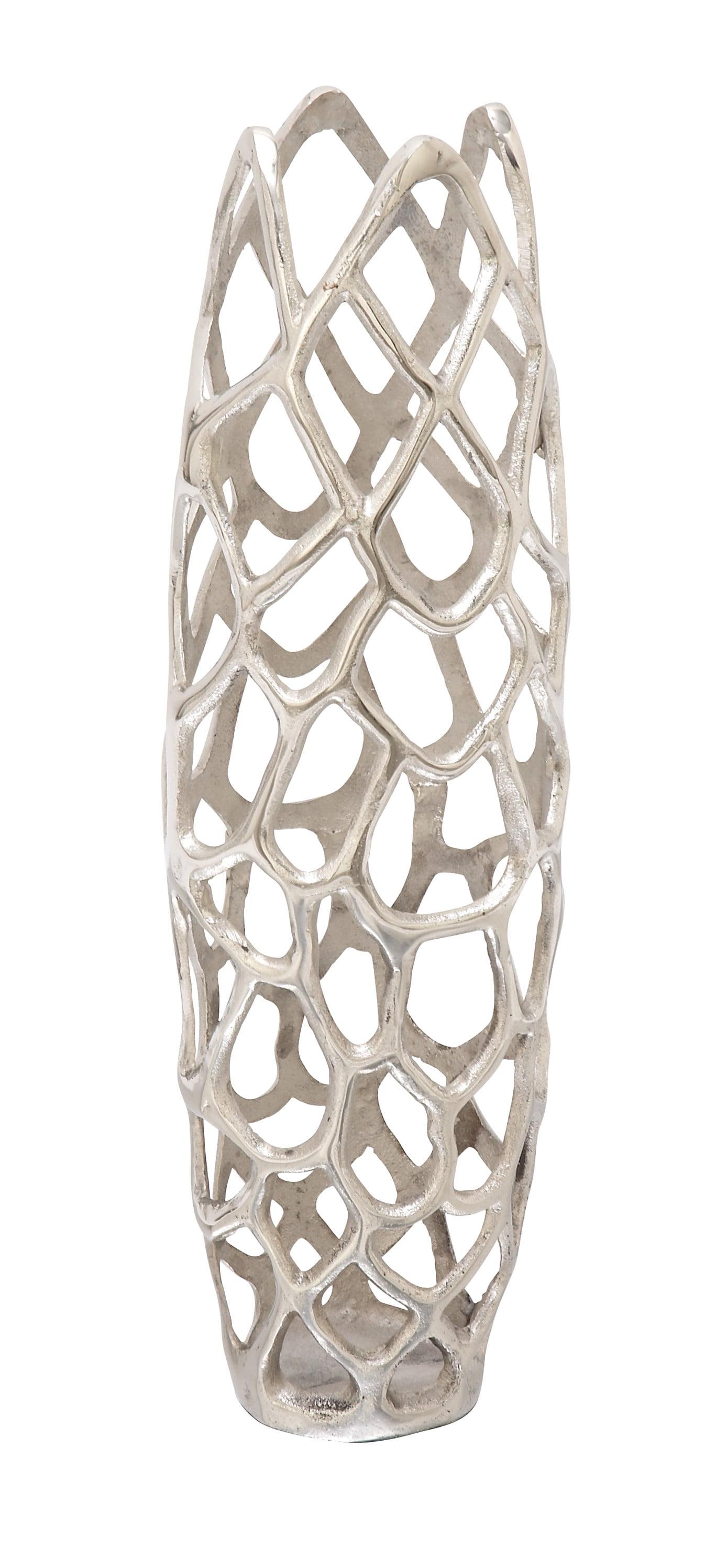 Silver Coral Open Design Aluminum Floor Vase