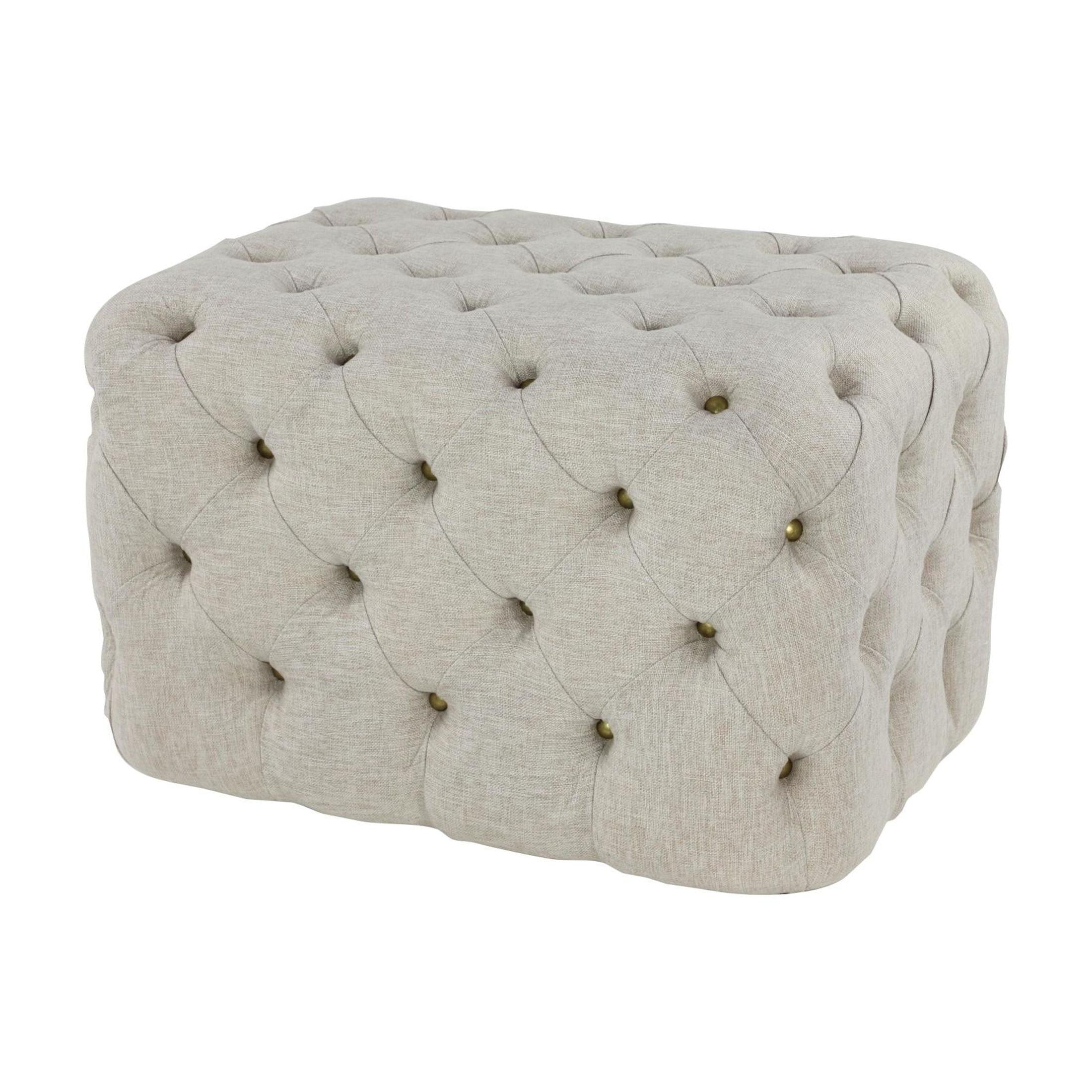 Linen Tufted Ottoman Bench Beige - Olivia & May