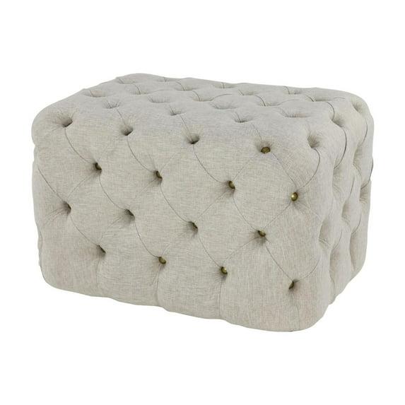 Linen Tufted Ottoman Bench Beige - Olivia & May