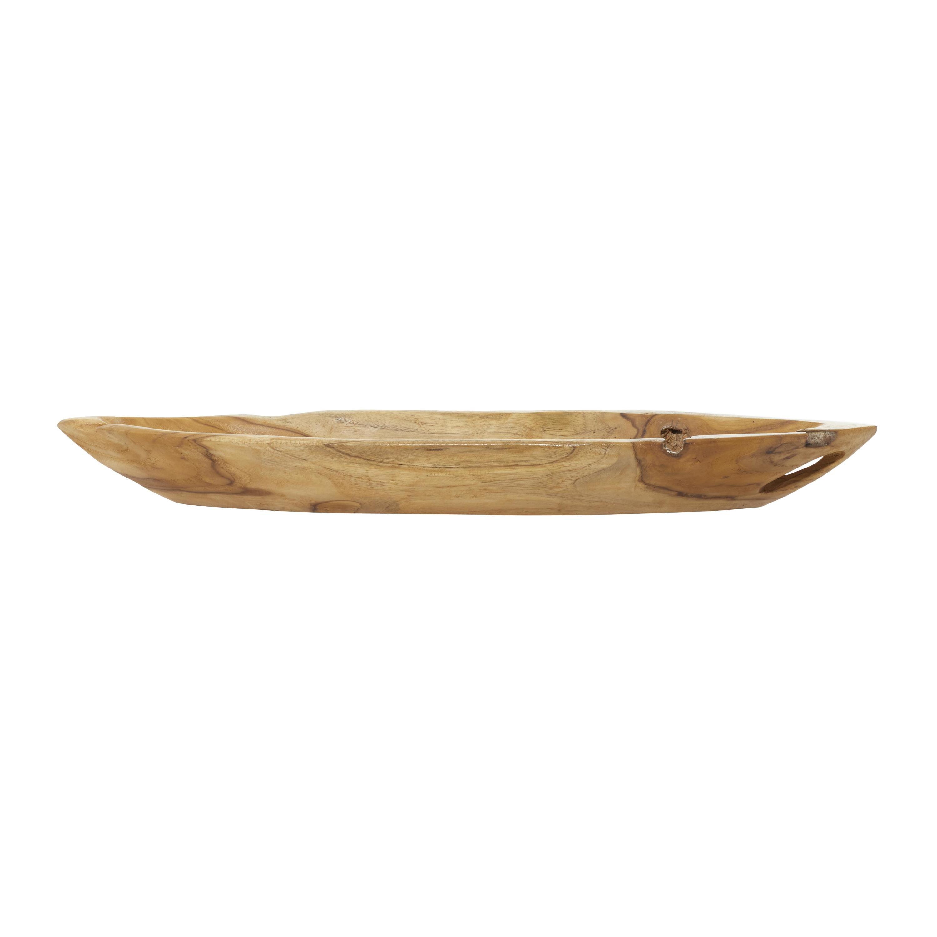 Olivia & May 5" x 28" Canoe Shaped Teak Wood Bowl Natural: Handcrafted Centerpiece, Novelty Shape, Table Decor