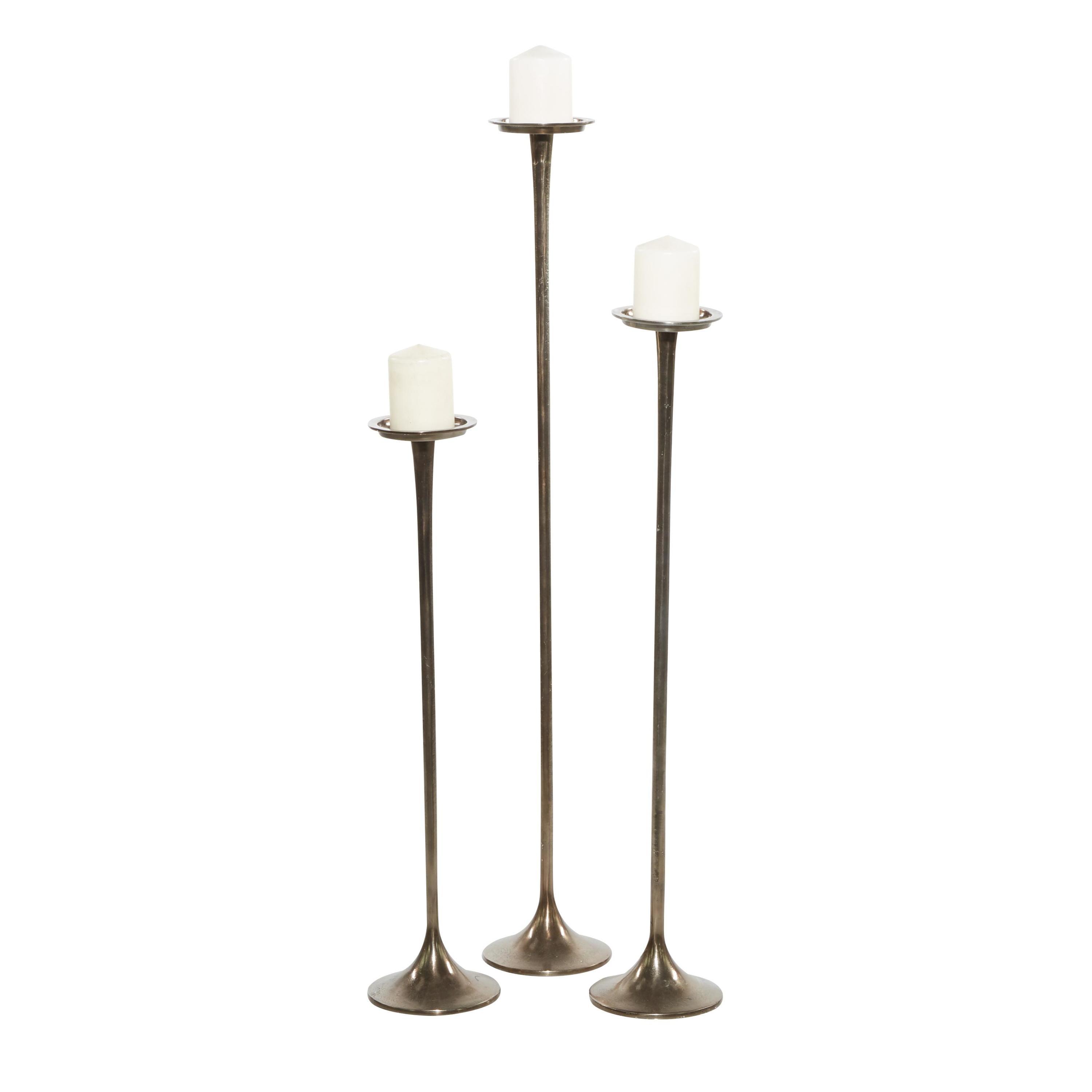 Set of 3 Metallic Aluminum Candle Holders - Olivia & May