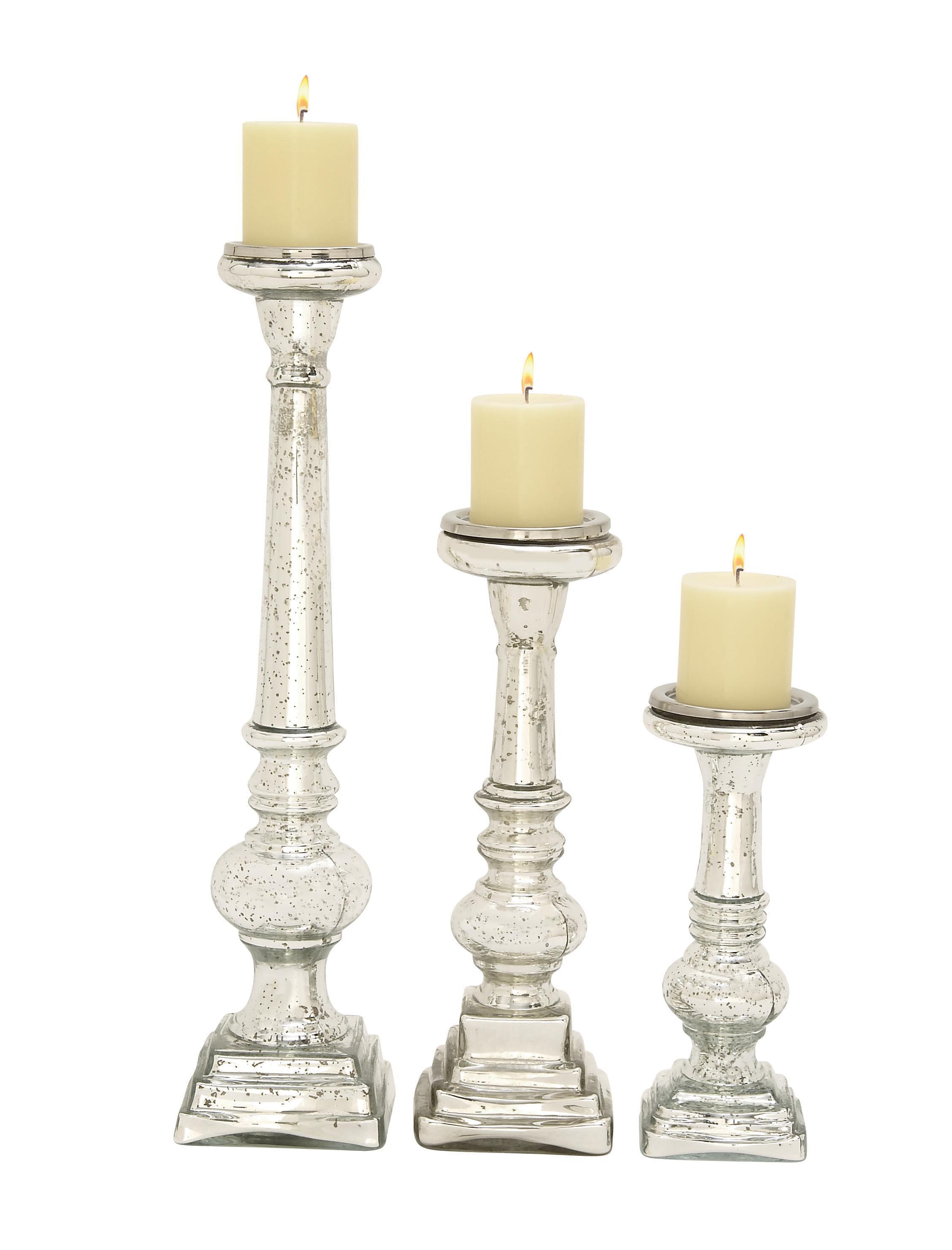 Set of 3 Traditional Glass Candle Holders - Olivia & May