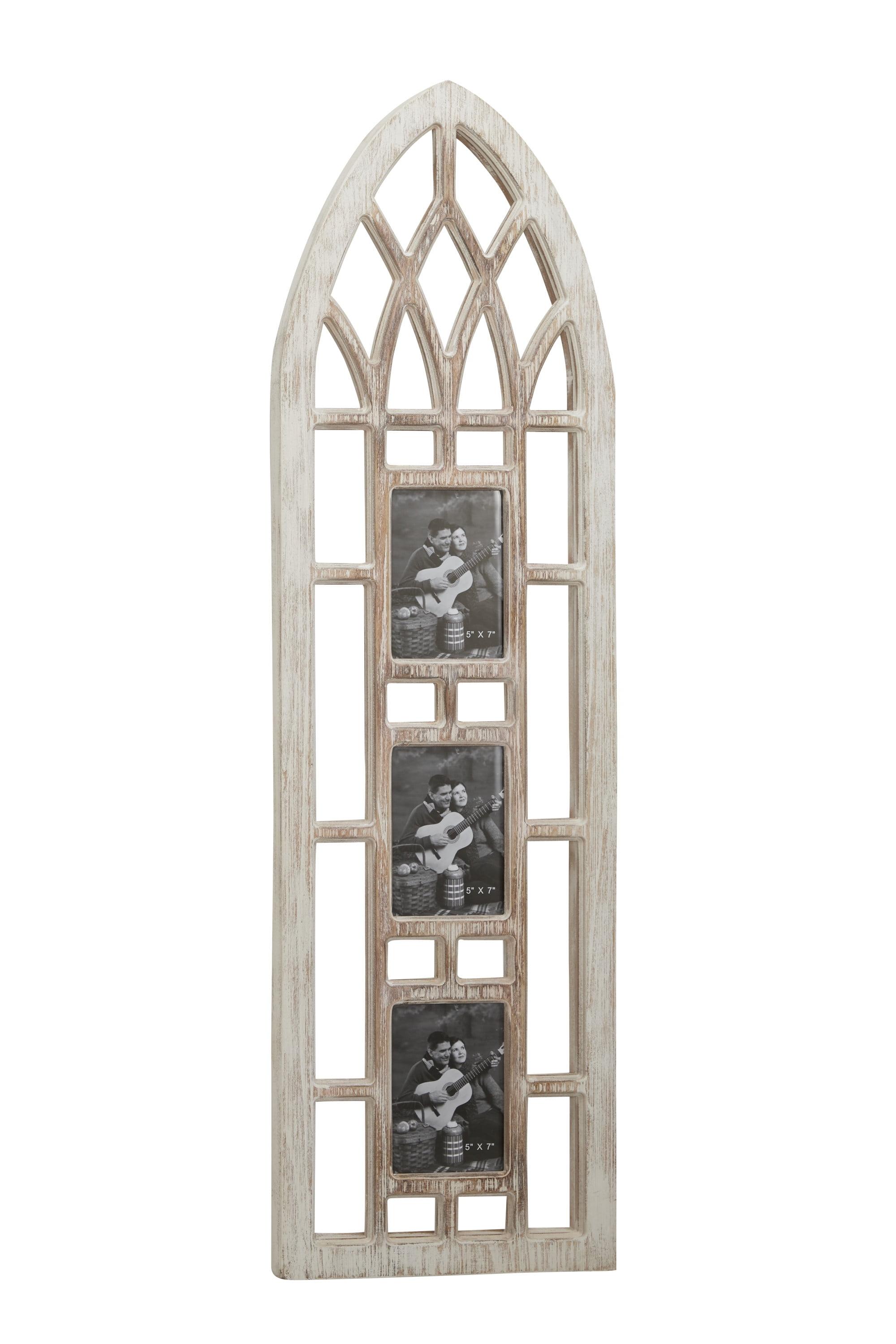 Whitewashed Wood Cathedral Triptych Photo Frame