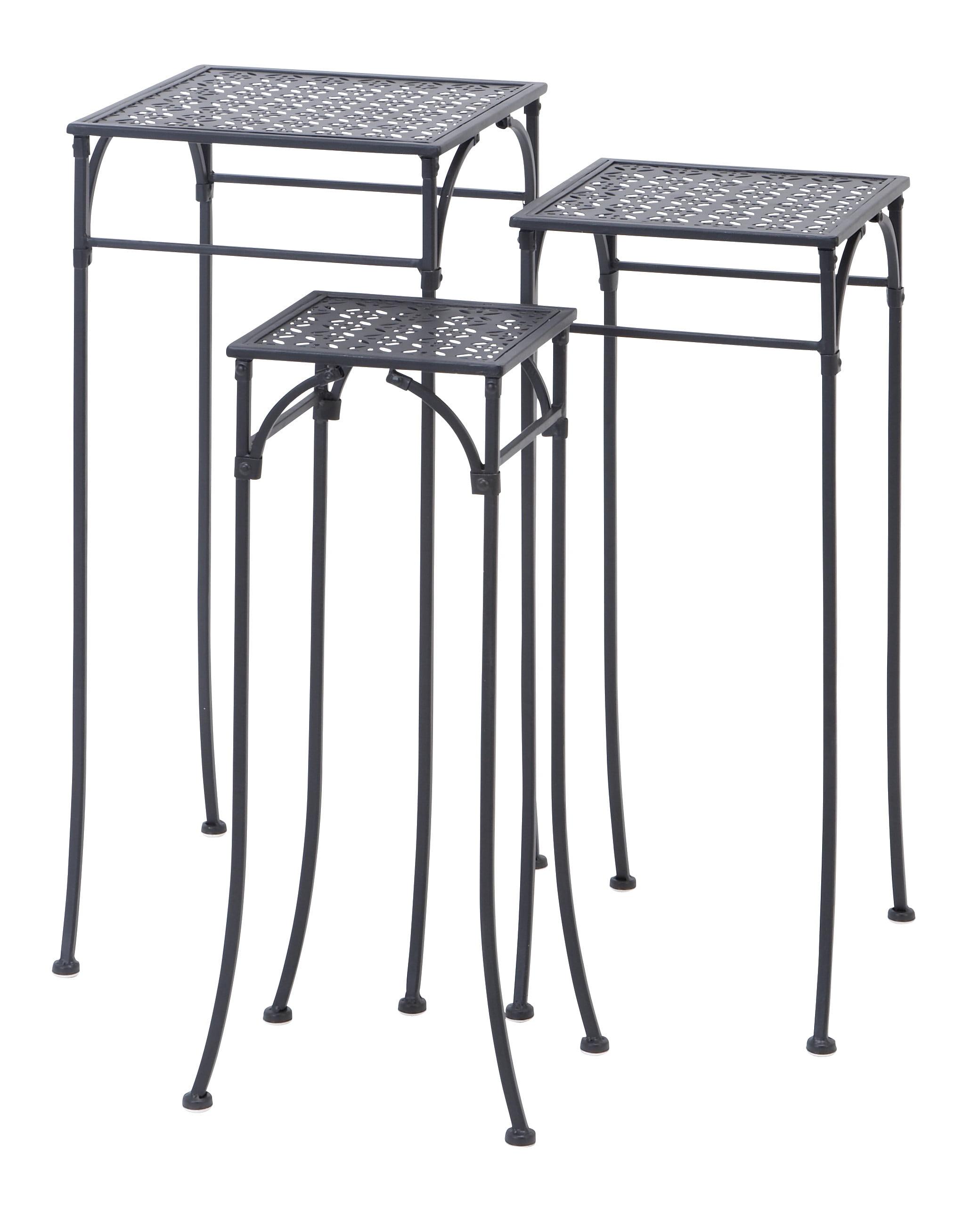 Set of 3 Black Iron Square Plant Stands