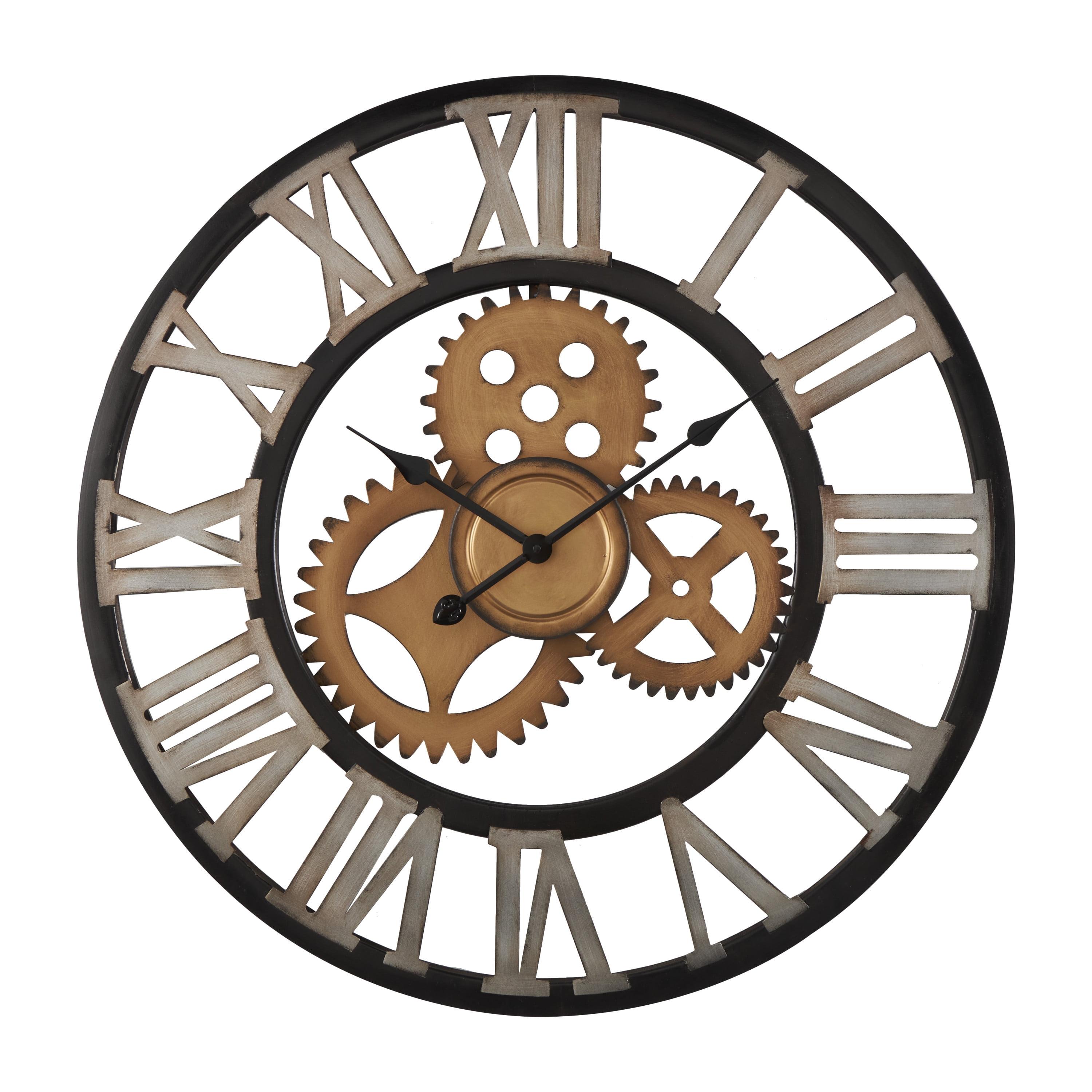 Brown and Black 30" Industrial Gear Wall Clock