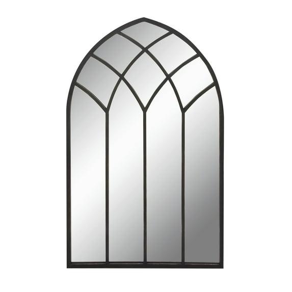 DecMode 30" x 48" Black Arched Window Pane Wall Mirror