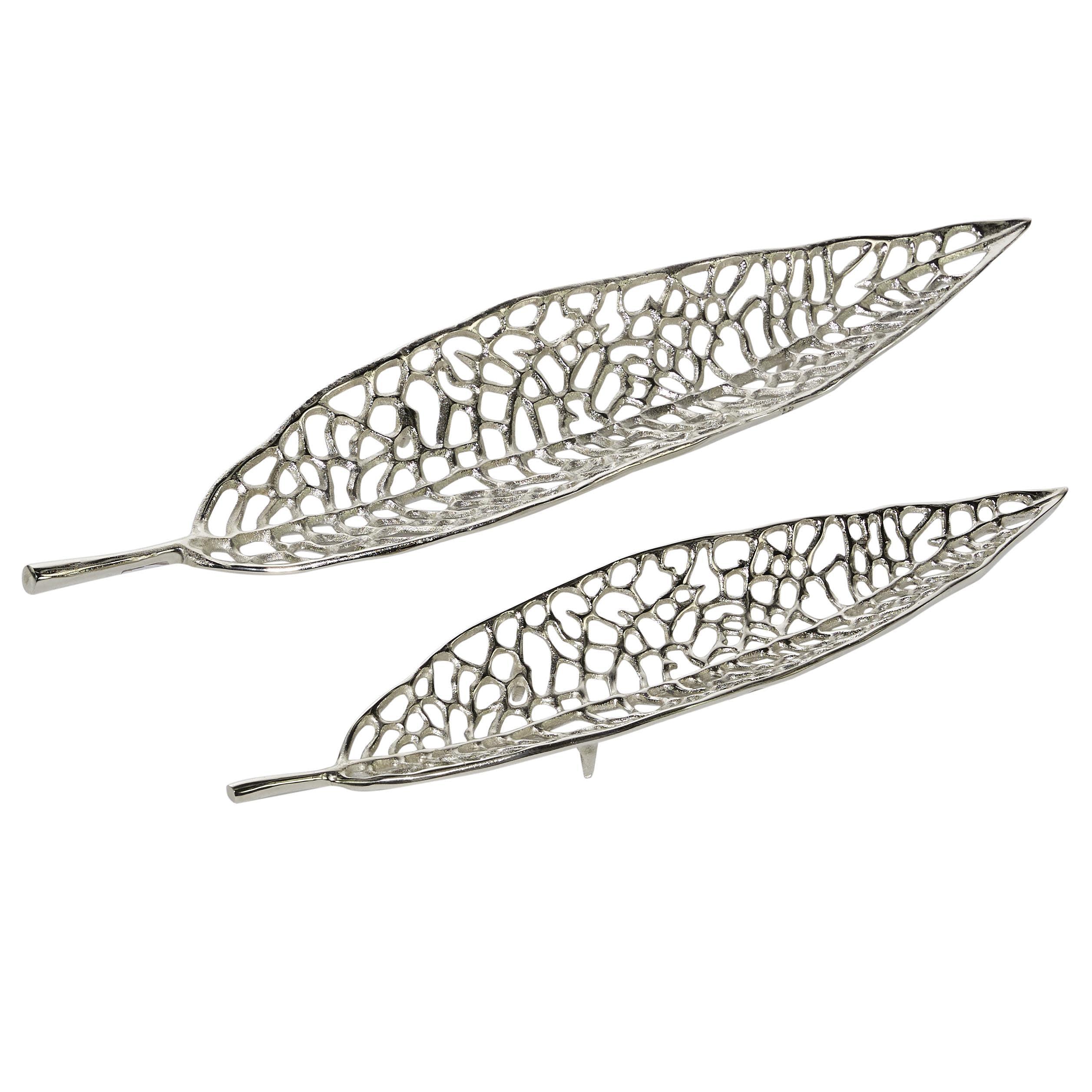 Silver Aluminum Leaf Shaped Decorative Tray Set