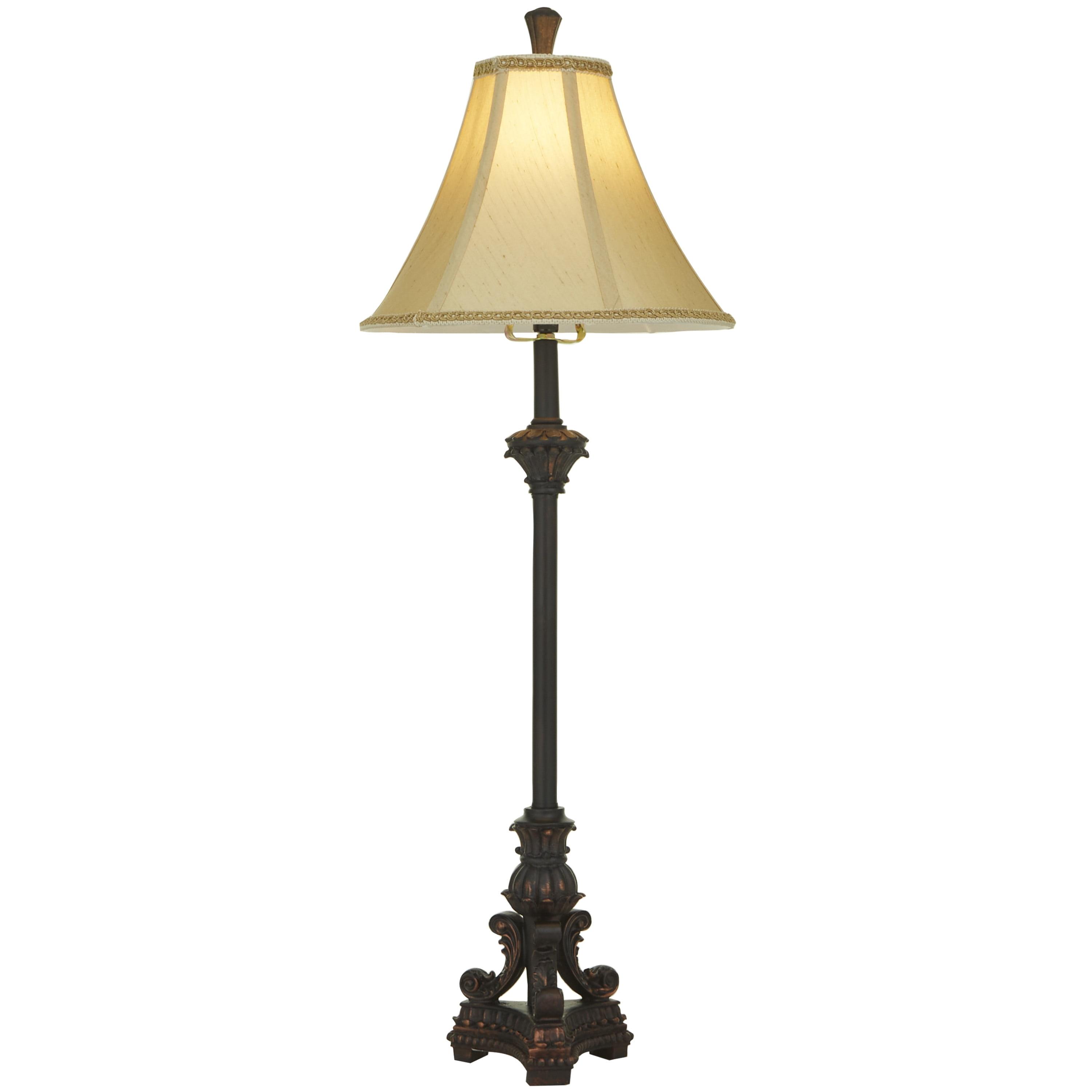 31" Bronze Antique Style Buffet Lamp with Beige Shade