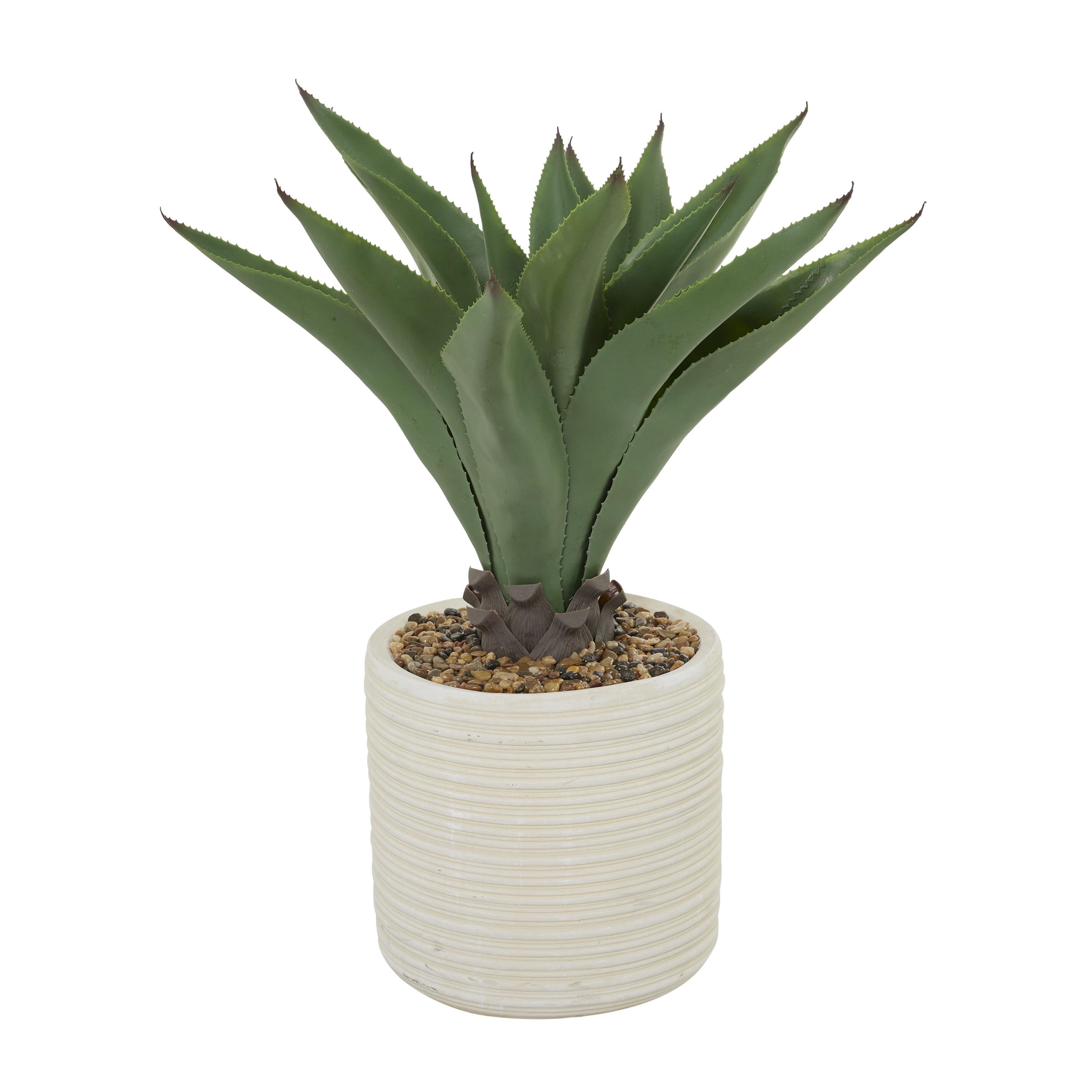 DecMode 31" Artificial Agave Plant in Realistic Leaves and Beige Ceramic Pot