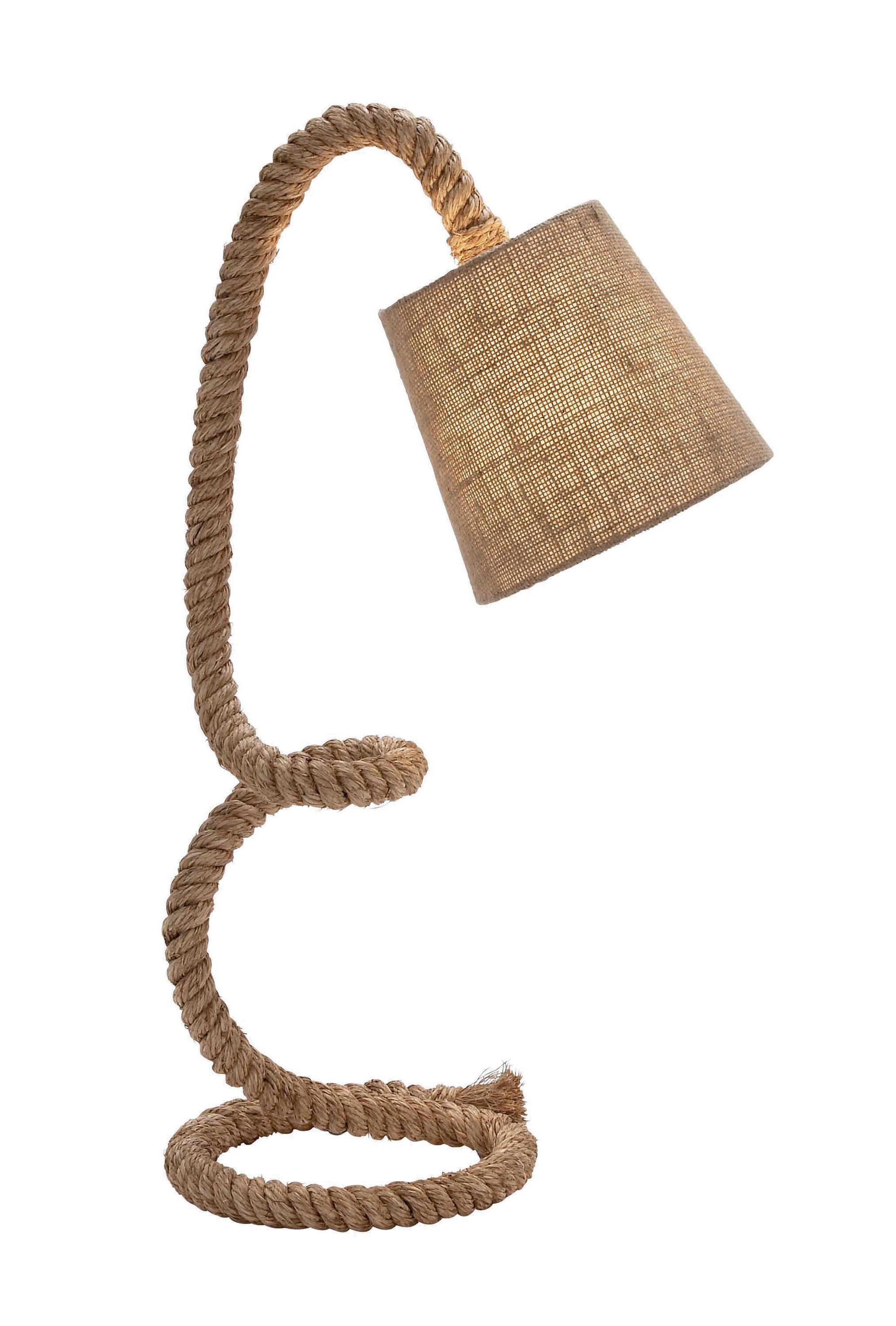 Olivia & May Jute Handmade Rope Styled Desk Lamp Brown: Cotton Shade, Toggle Switch, No Assembly Required