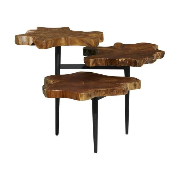 Rustic Teak Wood Accent Table Dark Brown - Olivia & May: Handcrafted, No Assembly Required