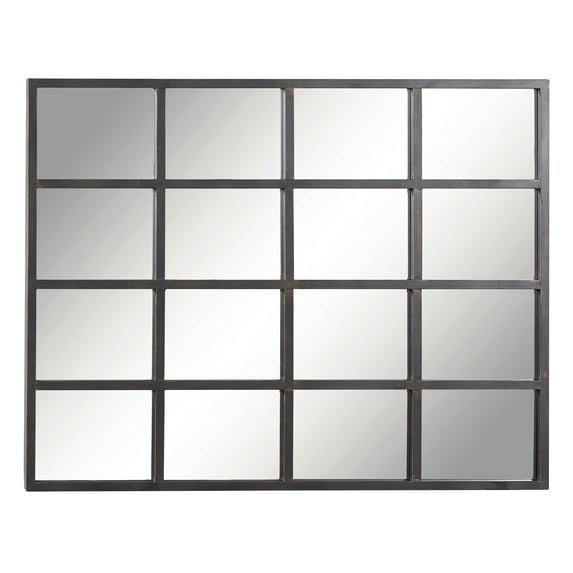 Glass Window Pane Inspired Wall Mirror Black - Olivia & May: Industrial Style, 45x35.38", Iron Frame