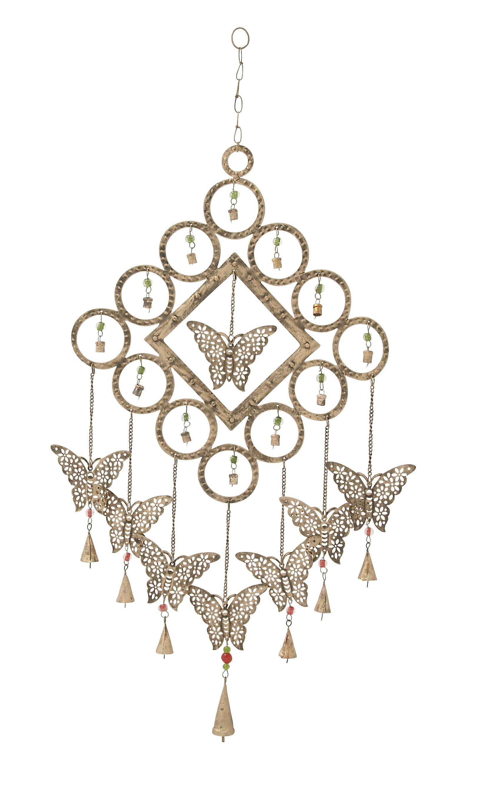 Brass Butterfly Wind Chime with Beads and Bells