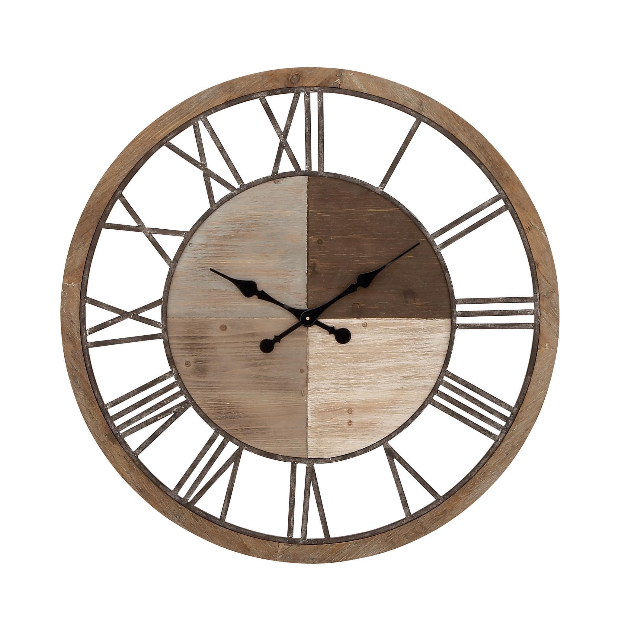 DecMode 36" Brown Wood Wall Clock