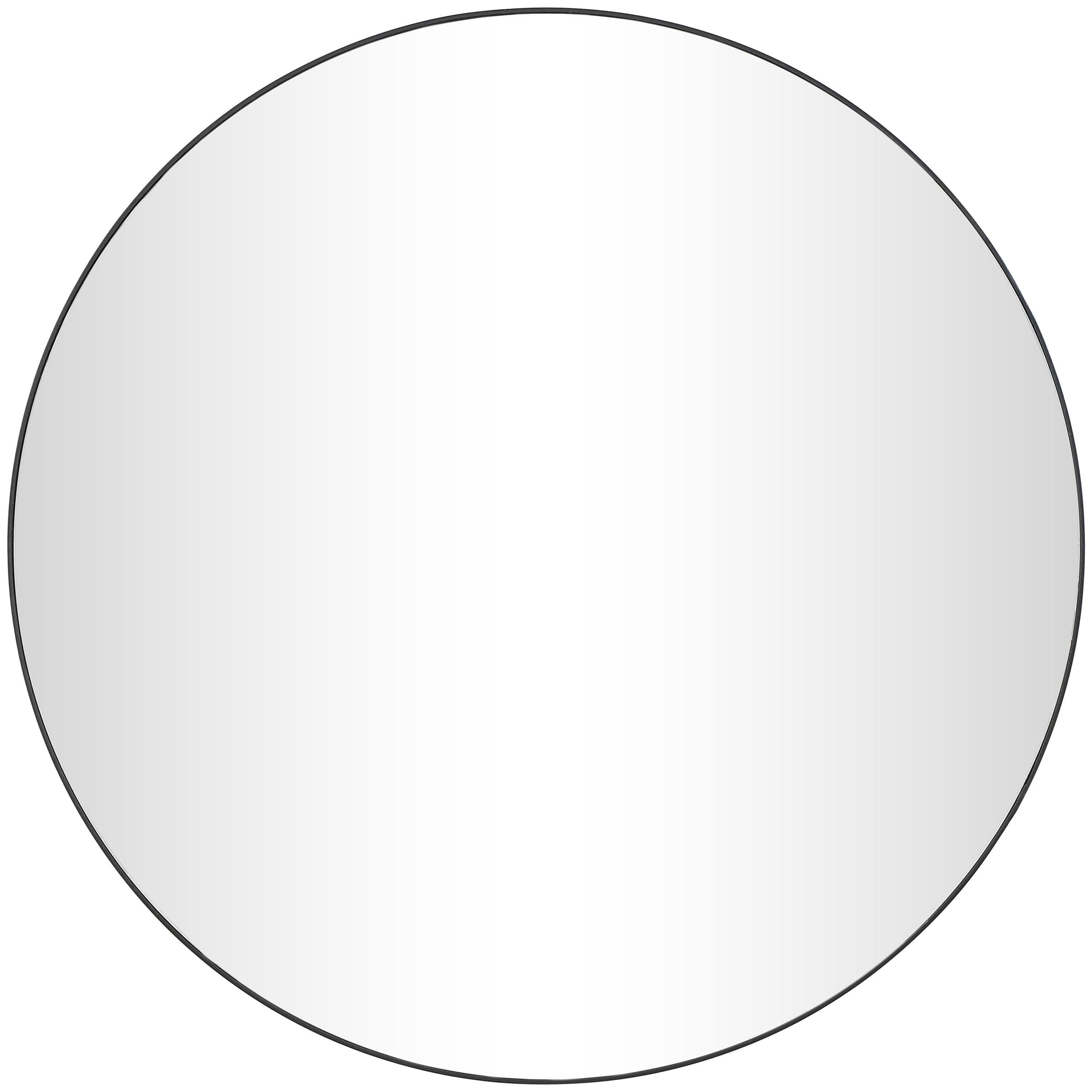 36" Frameless Round Wall Mirror with Black Edge