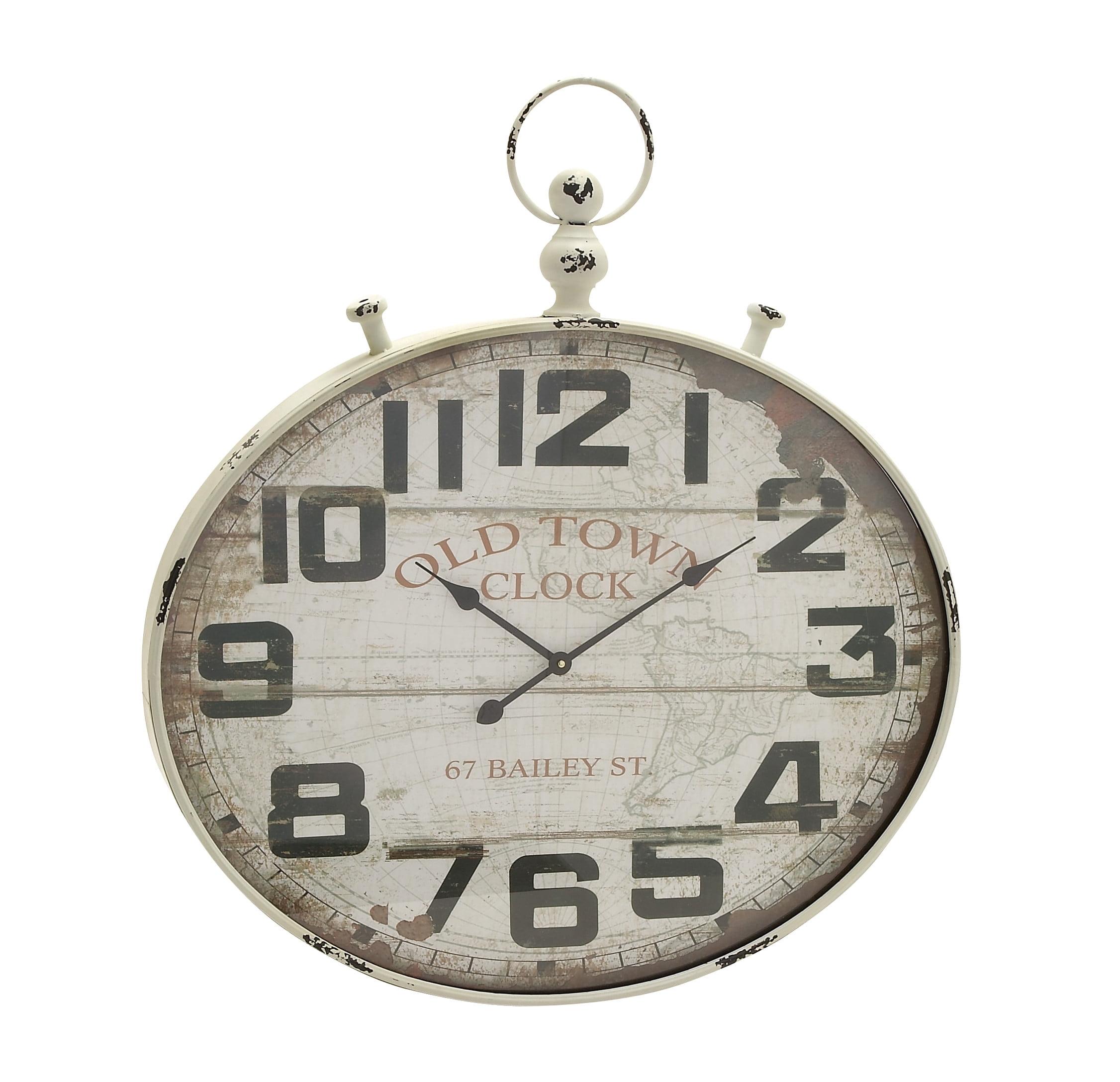 XL White Metal Vintage Pocket Watch Wall Clock