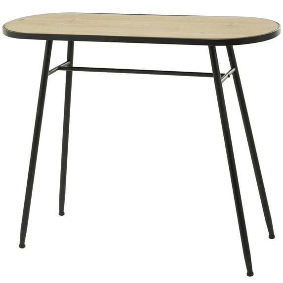 DecMode 36" x 30" Black Metal Console Table with Brown Wood Top, 1-Piece