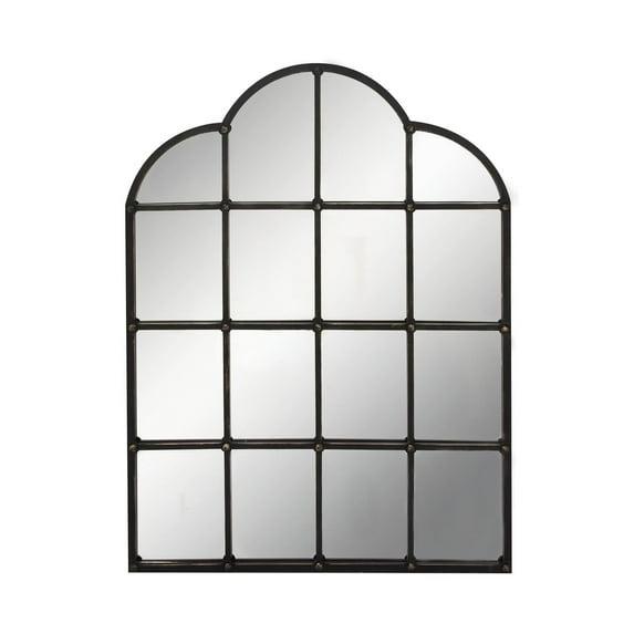 Metal Window Pane Inspired Wall Mirror with Arched Tops and Studs Black - Olivia & May