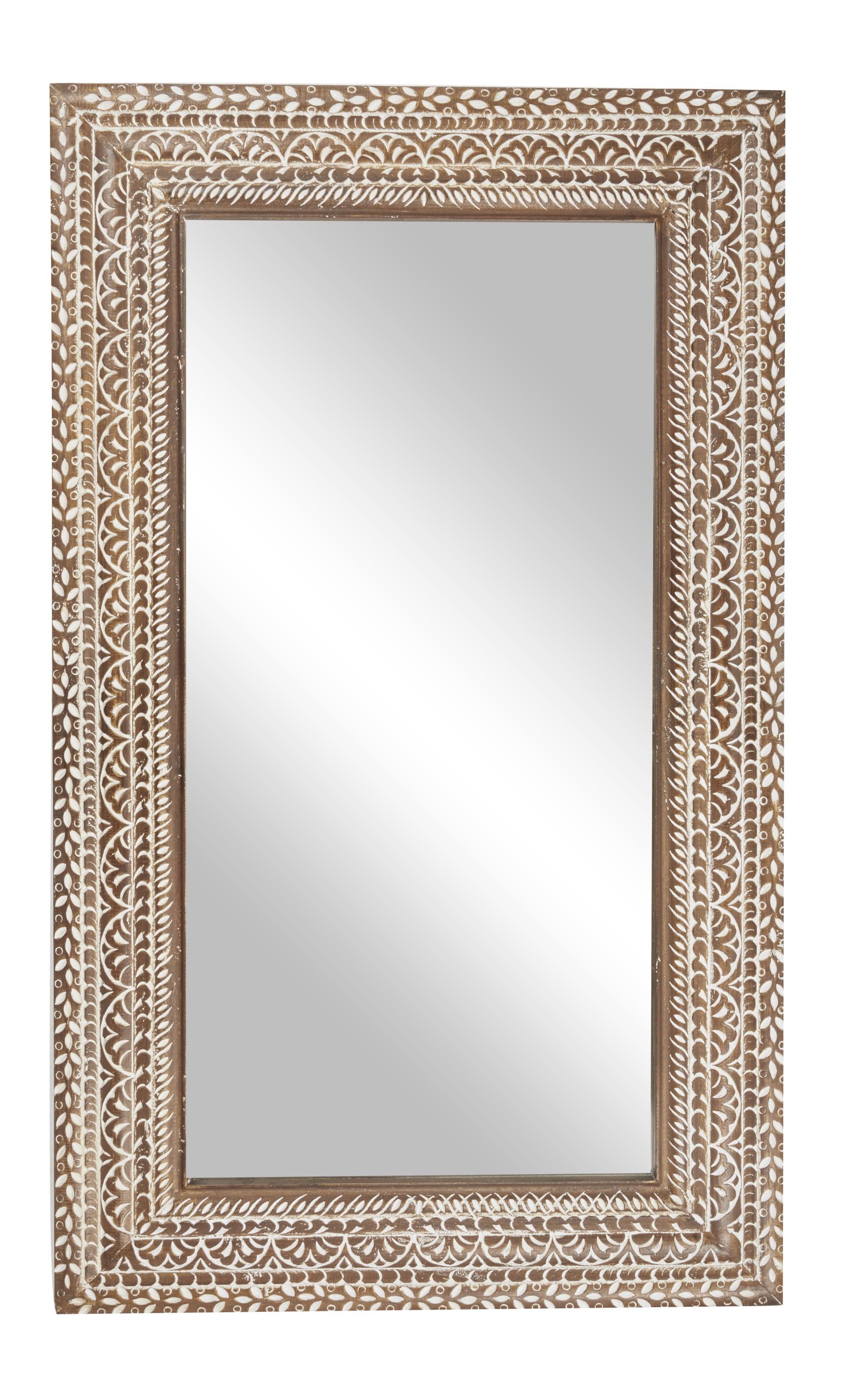 Casual Modern Pine Wood Rectangular Wall Mirror 36" x 59"