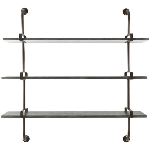 DecMode 38" x 10" 3-Tier Gray Wall Shelf with Black Metal Brackets