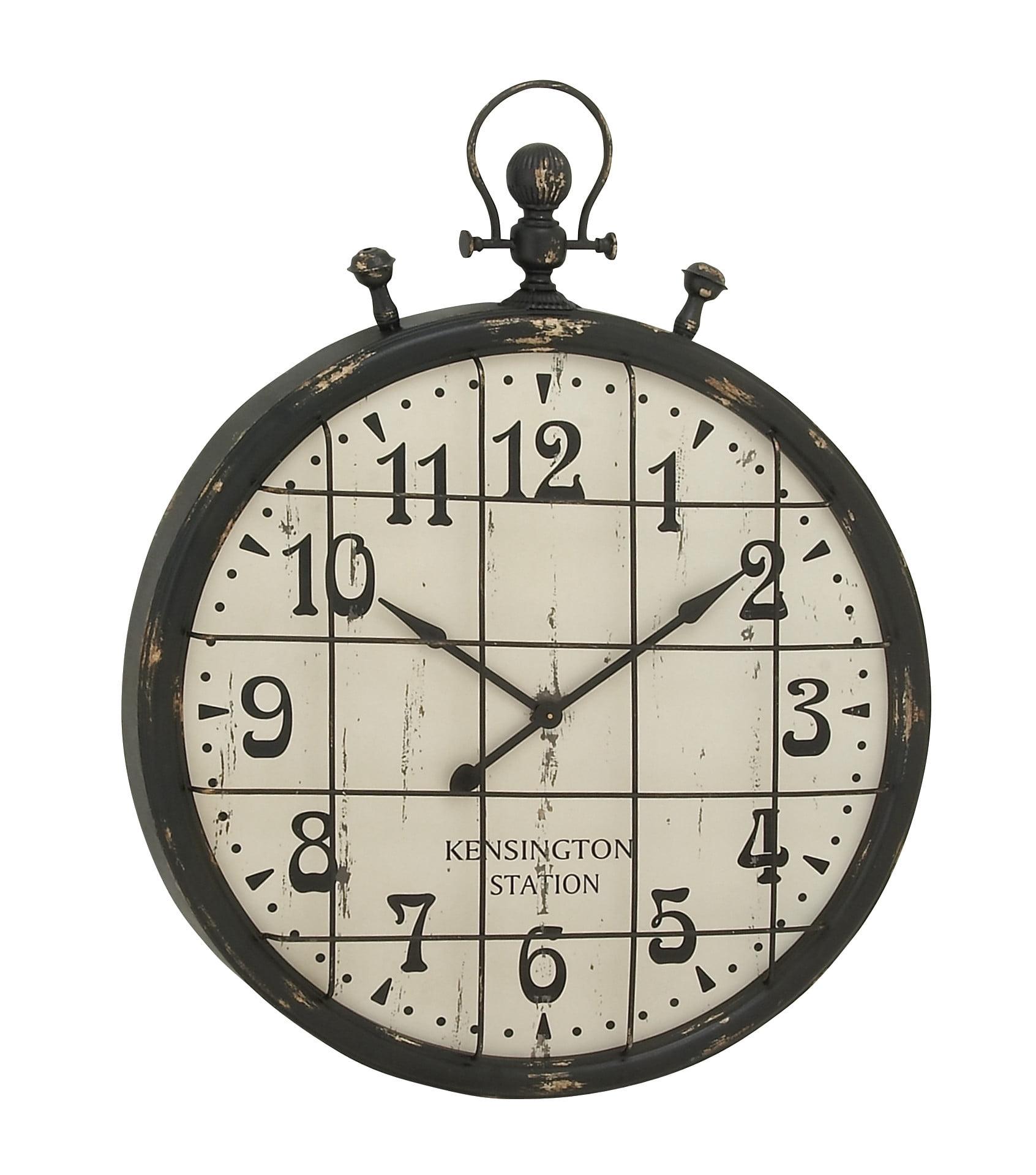 DecMode 39" Black Metal Pocket Watch Style Wall Clock