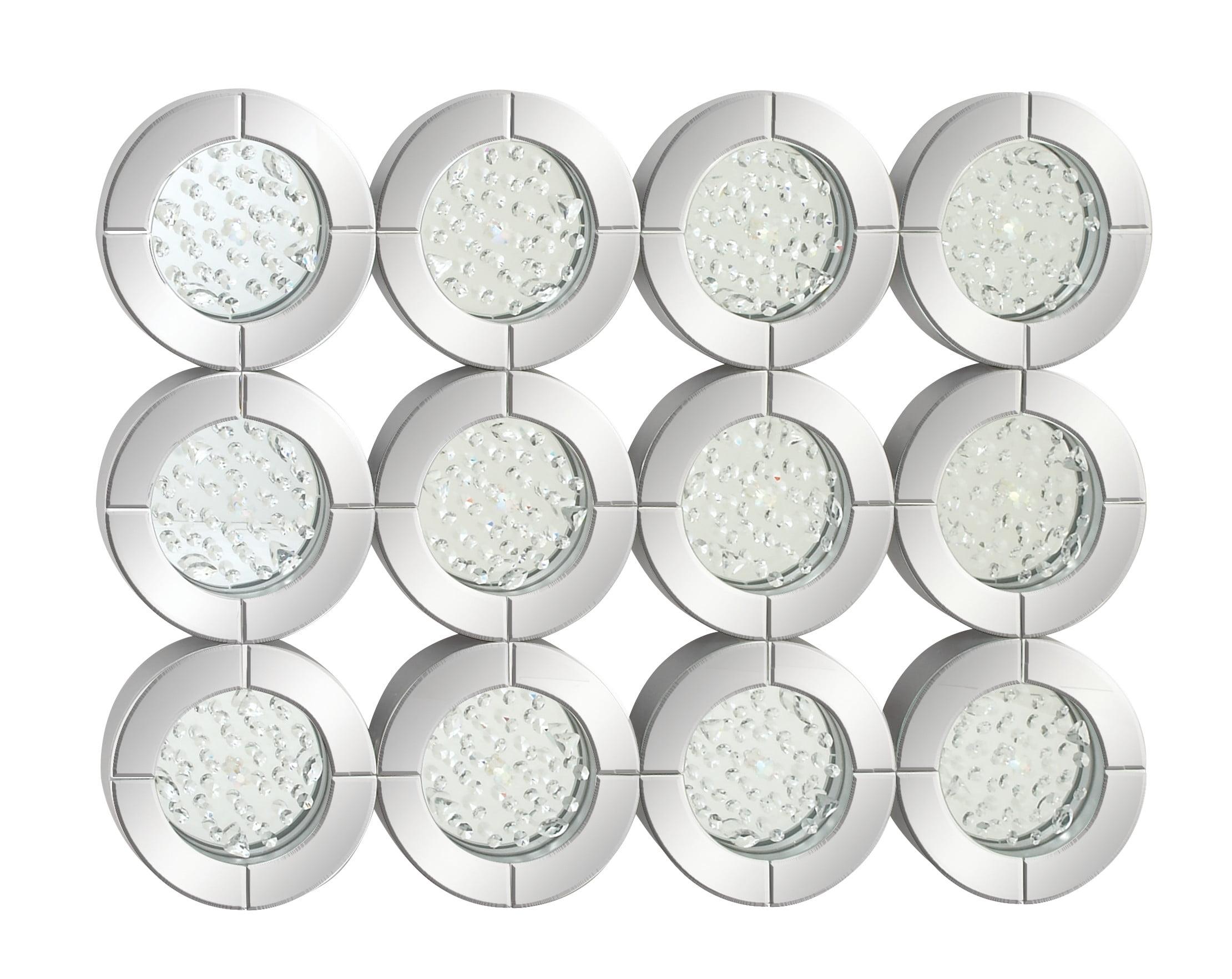 DecMode 39" x 29" Silver Wall Mirror with Floating Crystals