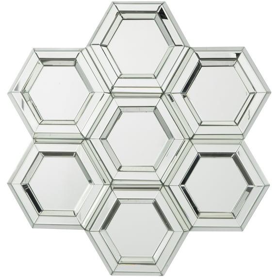 DecMode 39" x 41" Silver Honeycomb Shaped Geometric Wall Mirror