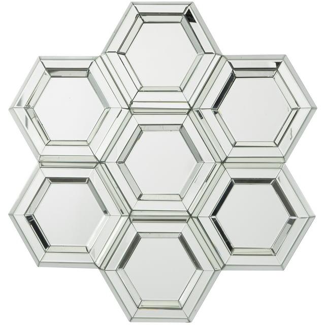 DecMode 39" x 41" Silver Honeycomb Shaped Geometric Wall Mirror