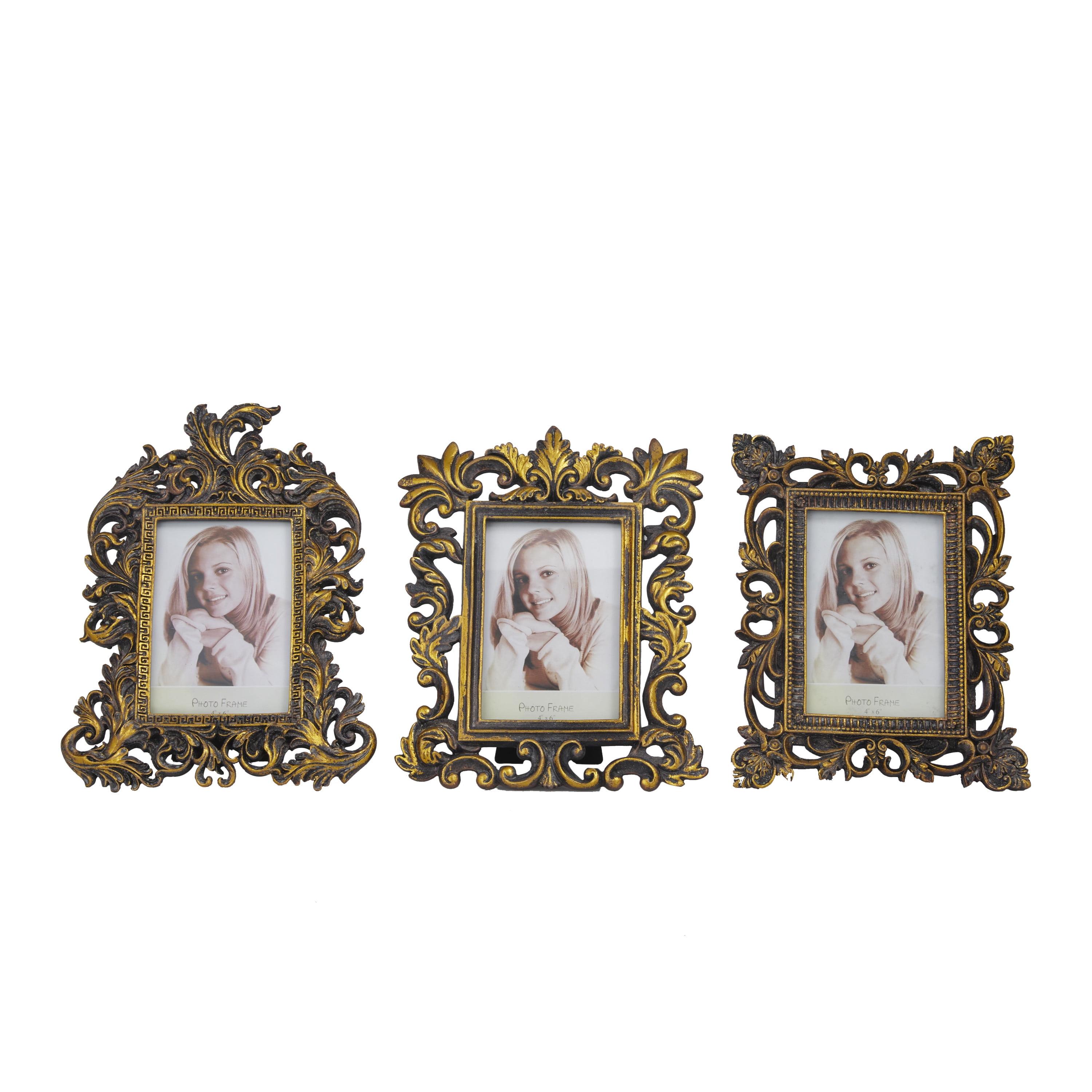 Handmade White Polystone 4x6 Photo Frame Set of 3