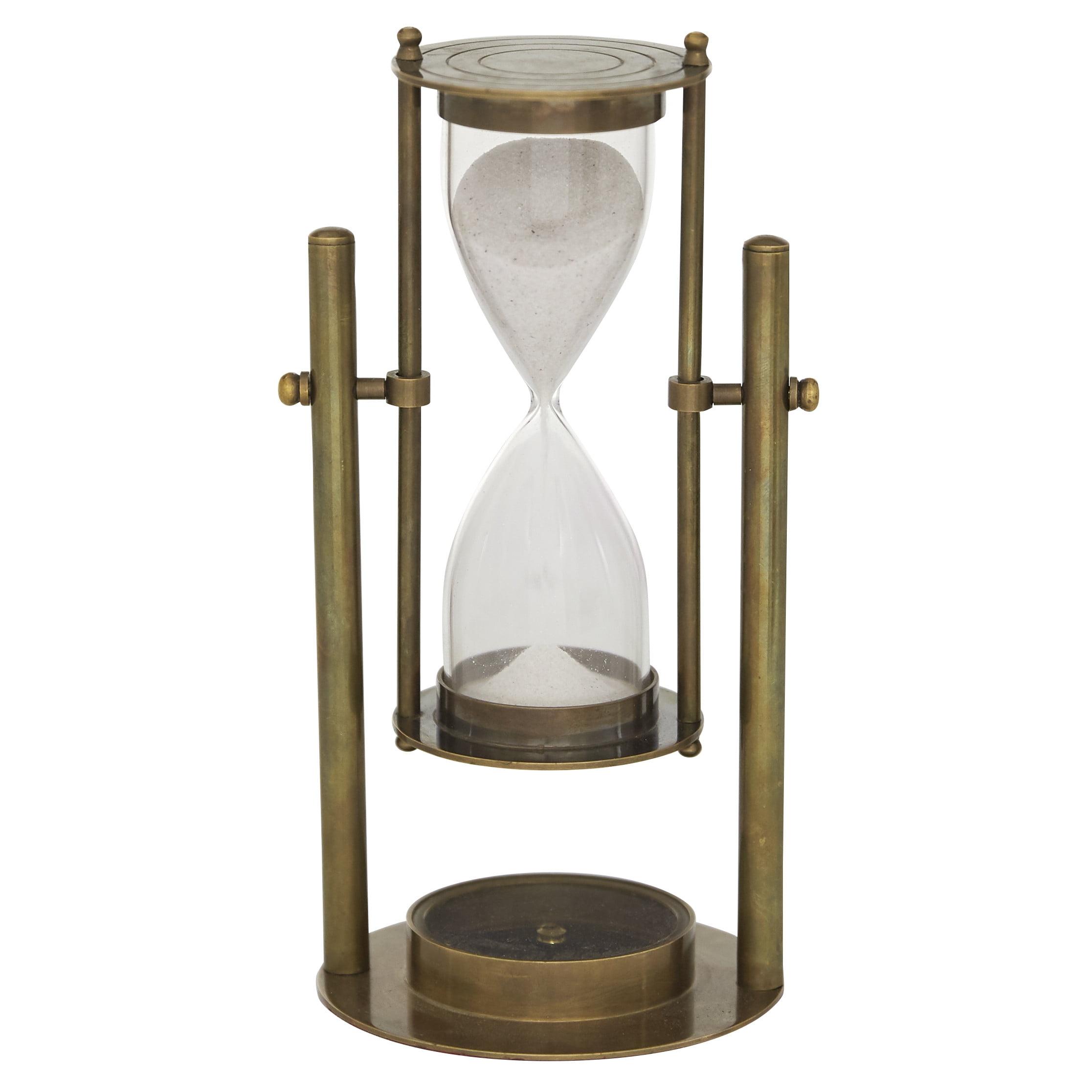 Elegant Antique Bronze Brass Hourglass with White Sand