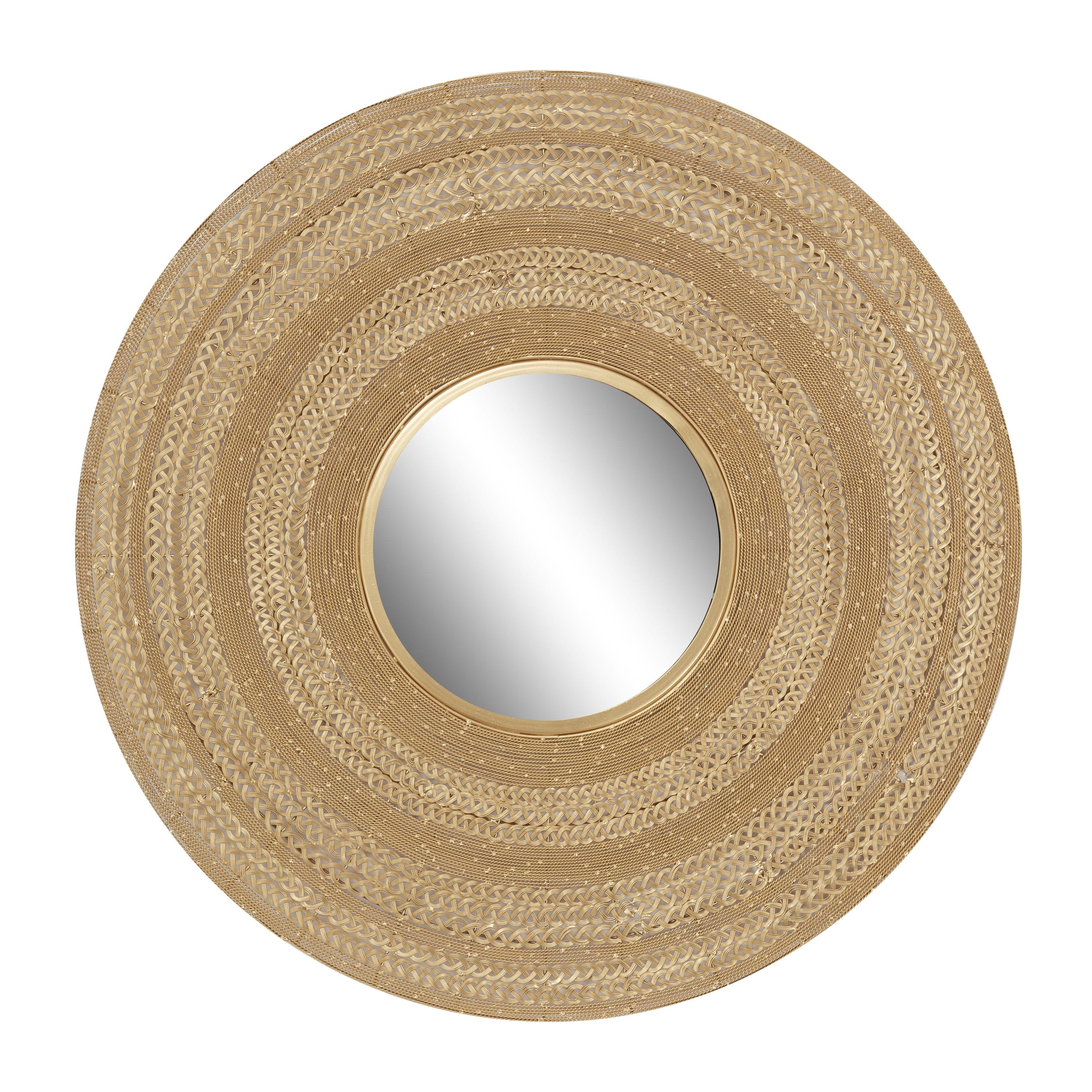 Gold Sunburst Round 40" Metal Wall Mirror