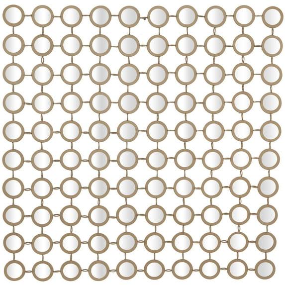 DecMode 40" x 40" Gold Geometric Wall Mirror with Grid Pattern