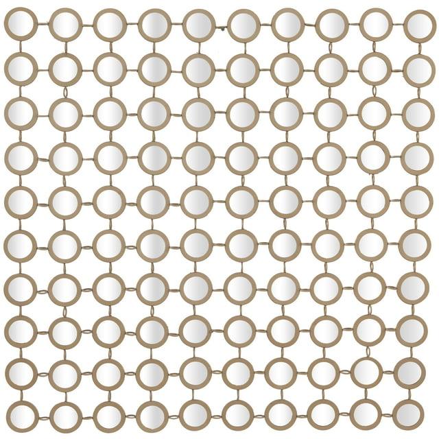 DecMode 40" x 40" Gold Geometric Wall Mirror with Grid Pattern
