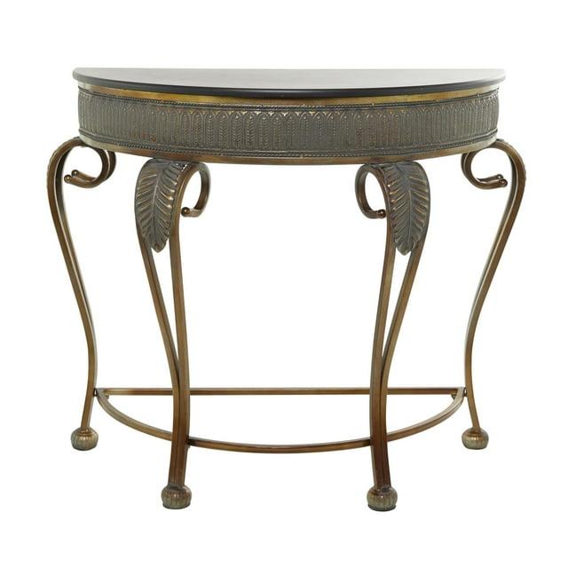 Alcott Hill® Allura Metal Embossed Leaf Console Table with Ornate Scroll Legs