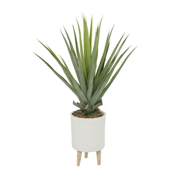 DecMode 42" Artificial Agave Plant in Realistic Leaves and White Ceramic Pot