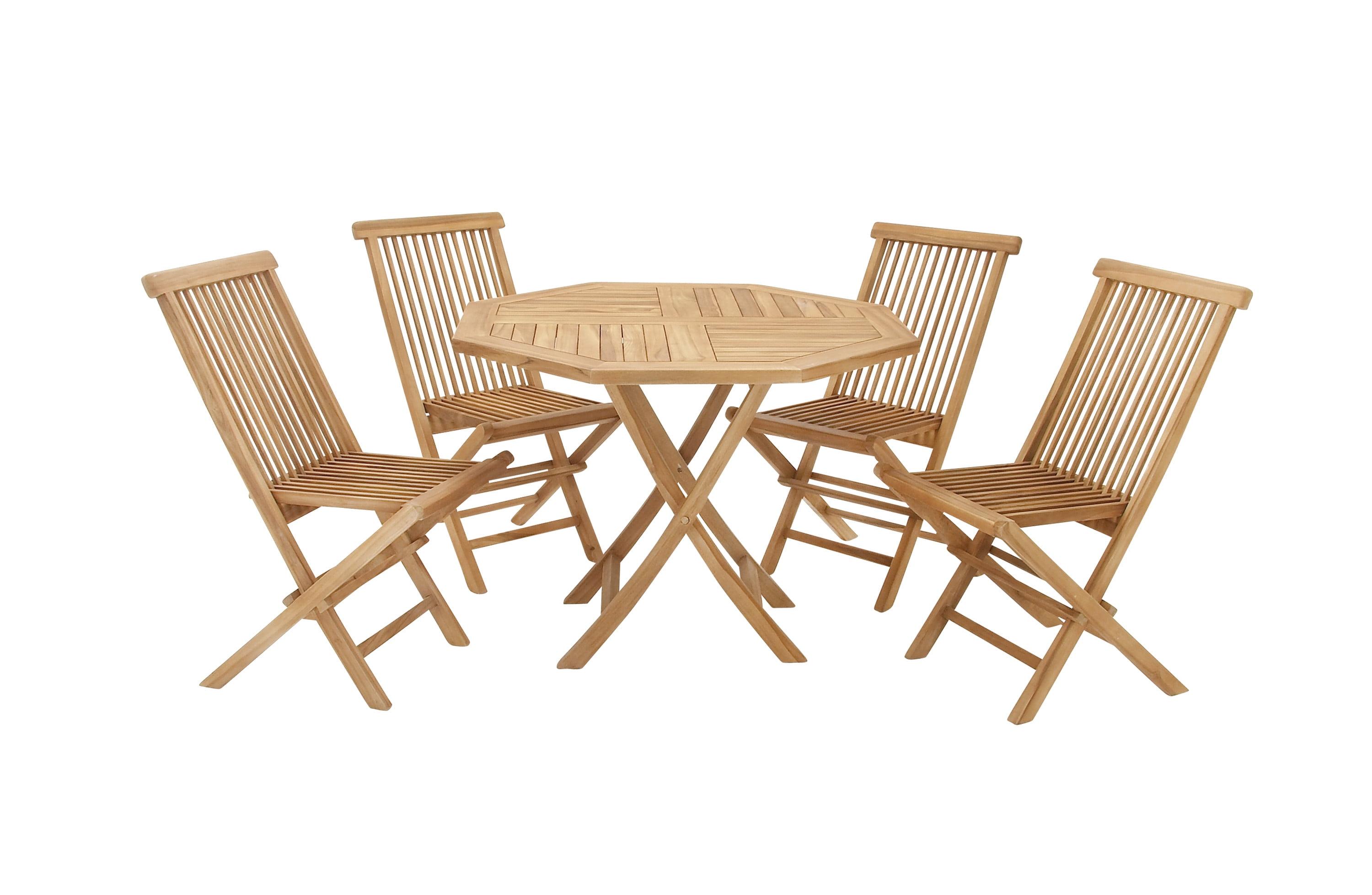 Traditional Teak 4-Person Octagonal Outdoor Dining Set