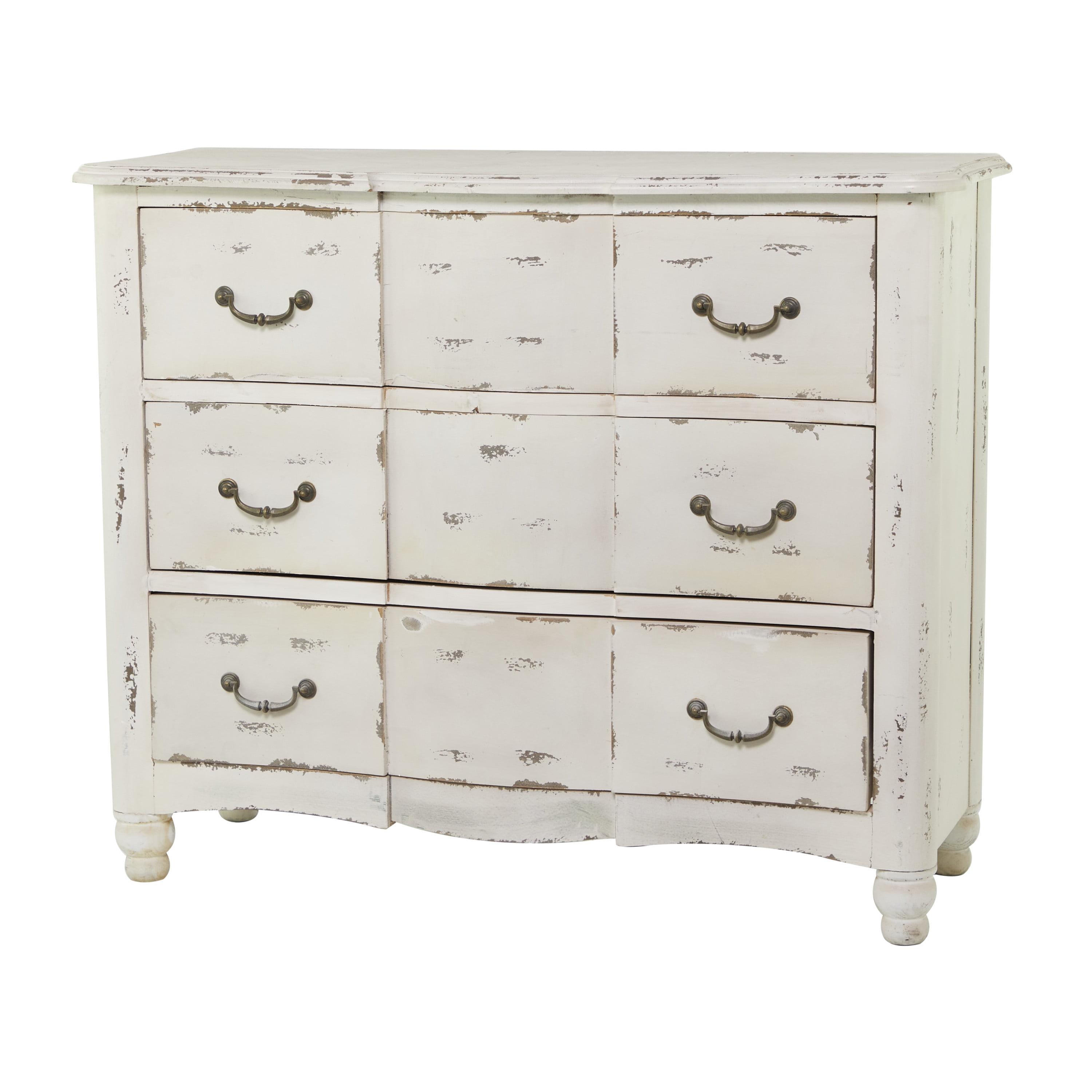 Cottage Charm Cream Wood 3-Drawer Accent Chest, 42"x35"