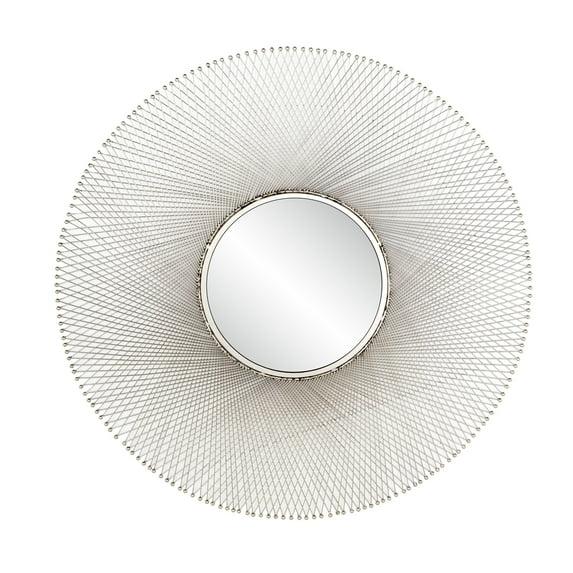45" x 45" Metal Starburst Wall Mirror Silver - Olivia & May: Iron Frame, Round Shape, No Assembly Required