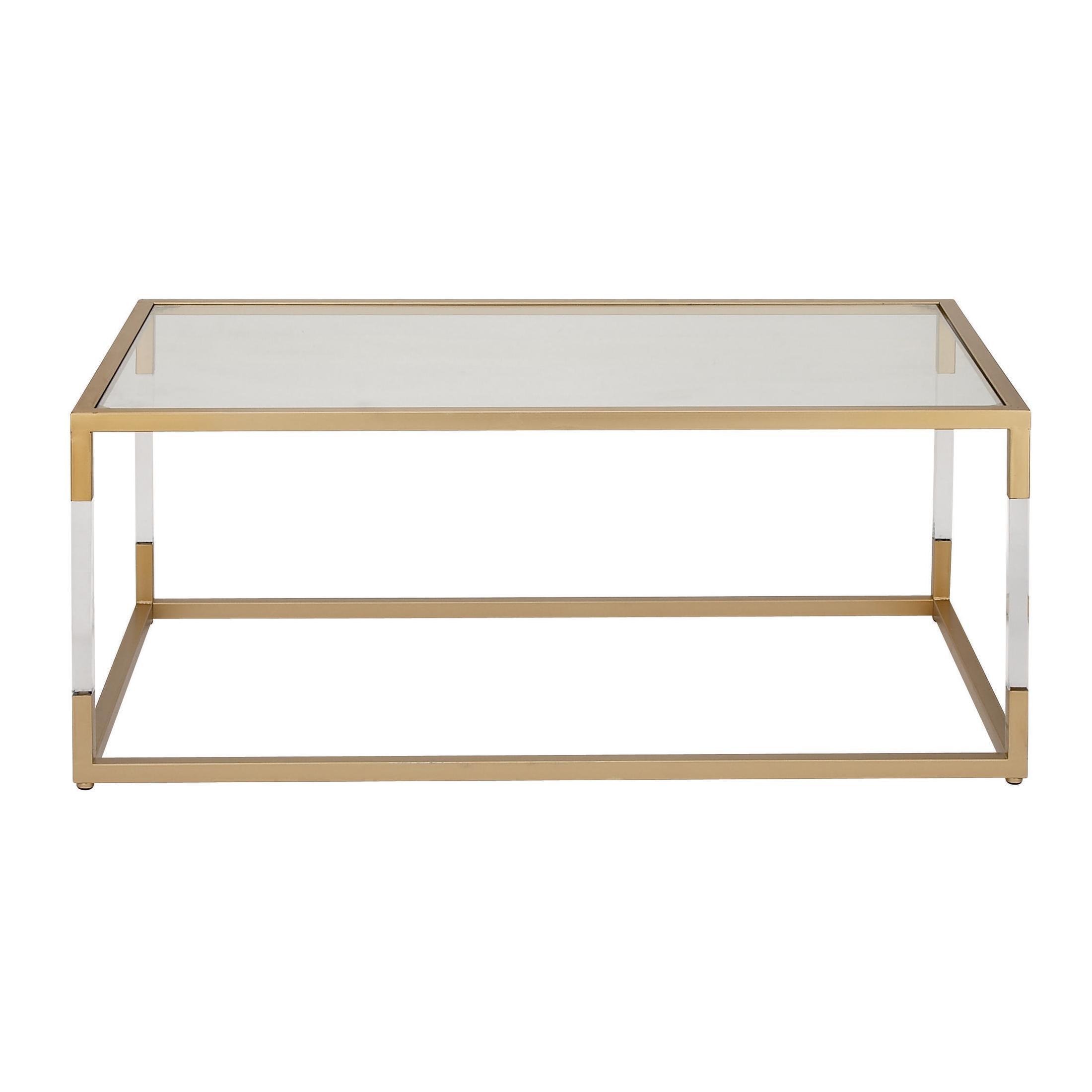 Metal and Glass Coffee Table Gold - Olivia & May: Elegant Iron Frame, No Assembly, Contemporary Design