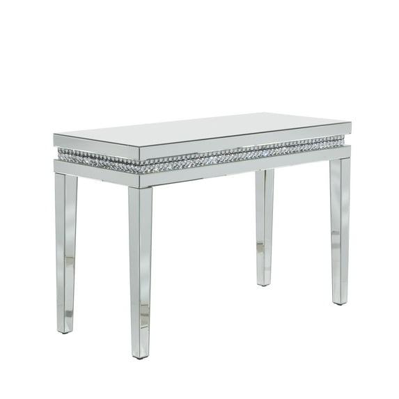 DecMode 47" x 32" Silver Glass Mirrored Console Table, 1-Piece