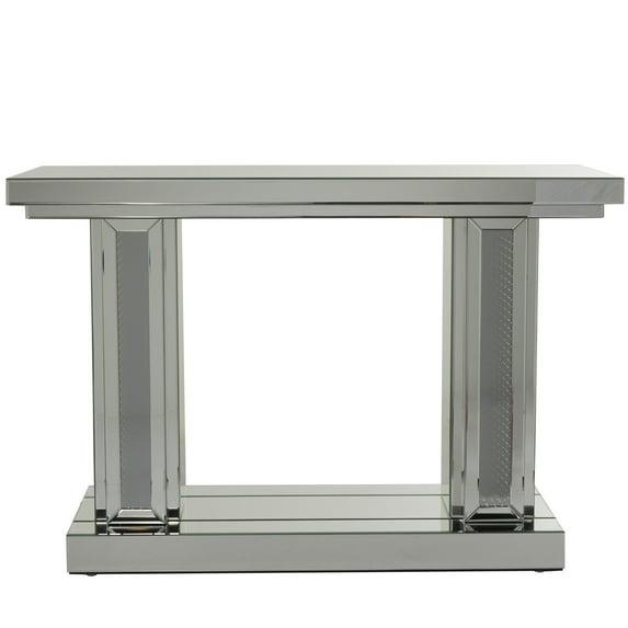 Glam Wood Console Table Silver - Olivia & May: Mirrored, Fixed Shelf, Indoor Use