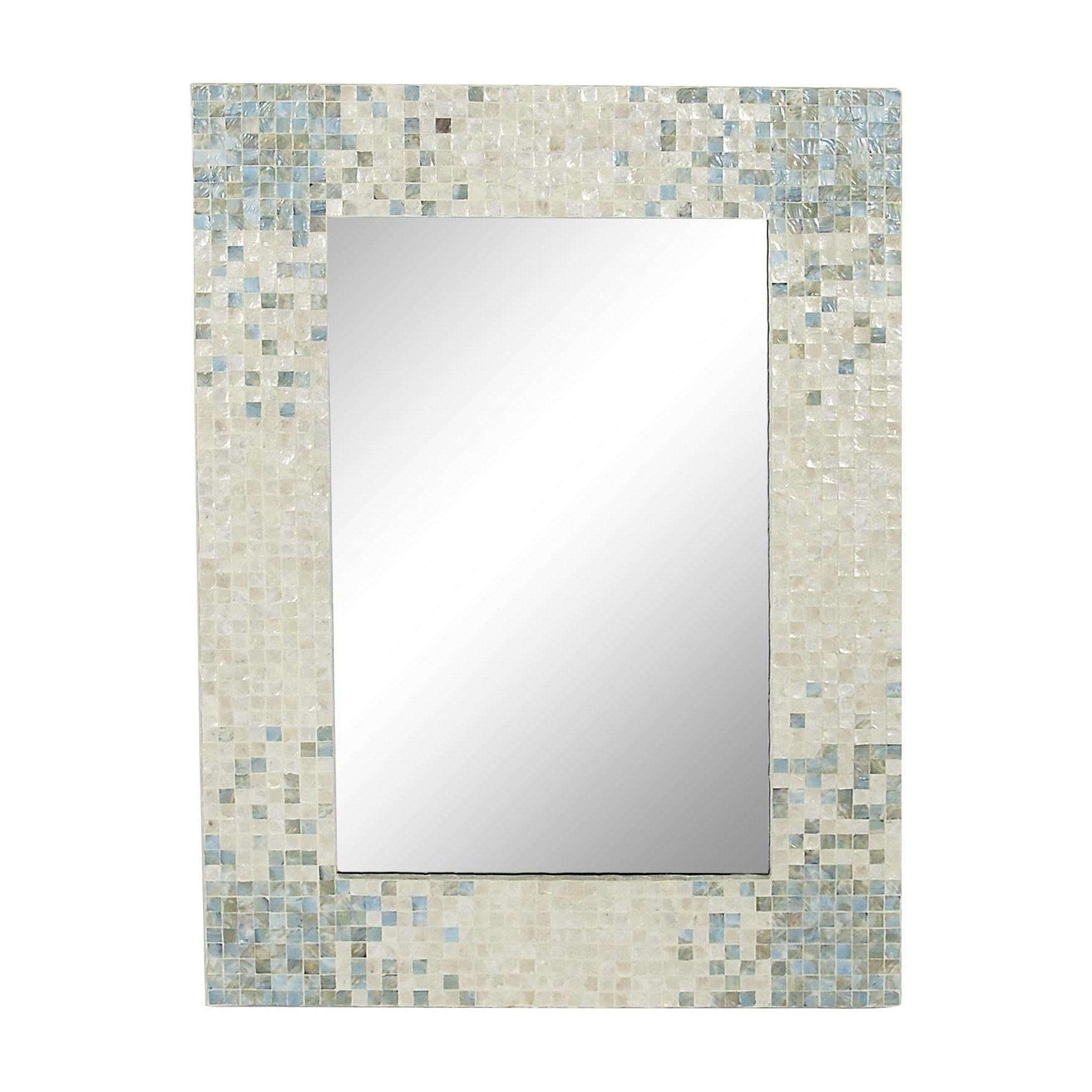 36" x 48" Mother of Pearl Handmade Mosaic Wall Mirror: Olivia & May, Coastal Style Decor