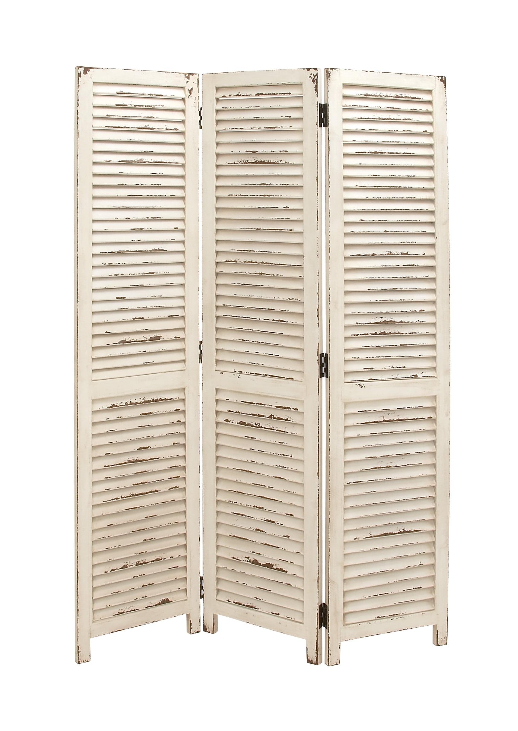 Cream Weathered Fir Wood 3-Panel Folding Privacy Screen