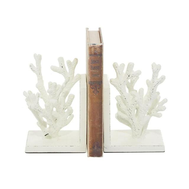 DecMode 5" Coral White Metal Bookends (Set of 2)